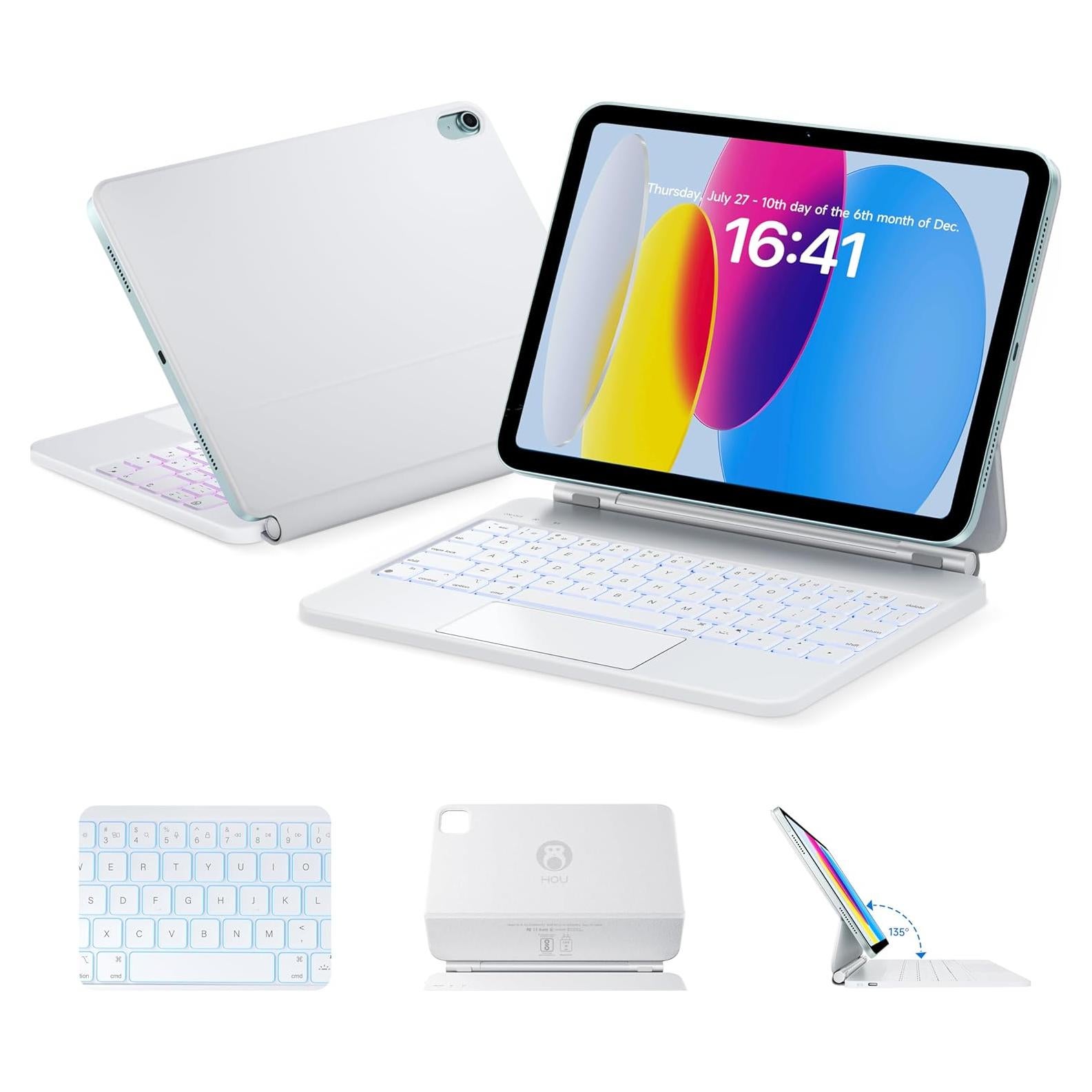 Funda de Teclado HOU para iPad A16 11" 2025, Retroiluminada
