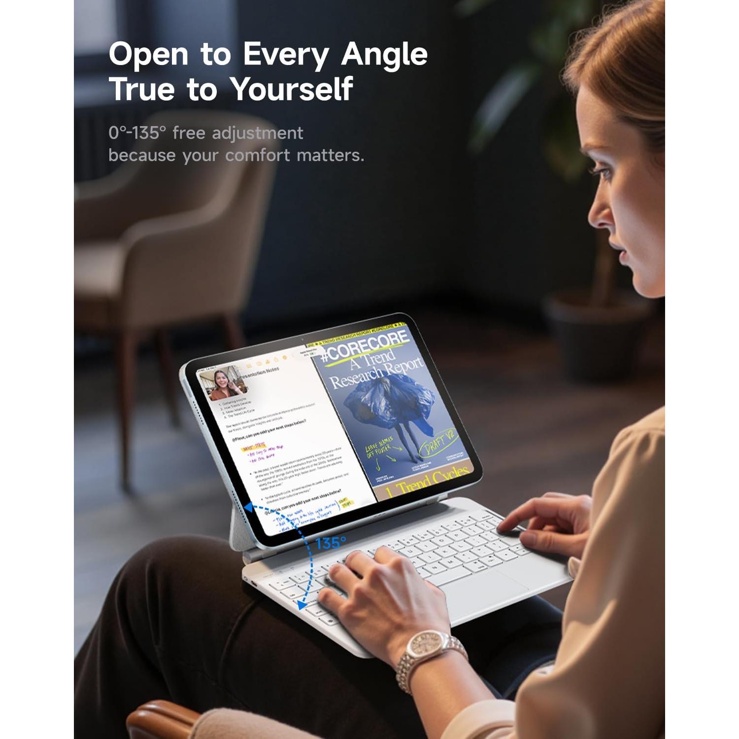 Funda de Teclado HOU para iPad A16 11" 2025, Retroiluminada