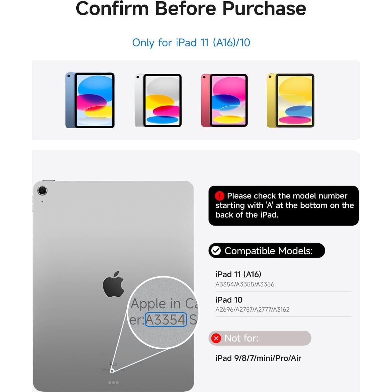 Funda de Teclado HOU para iPad A16 11" 2025, Retroiluminada