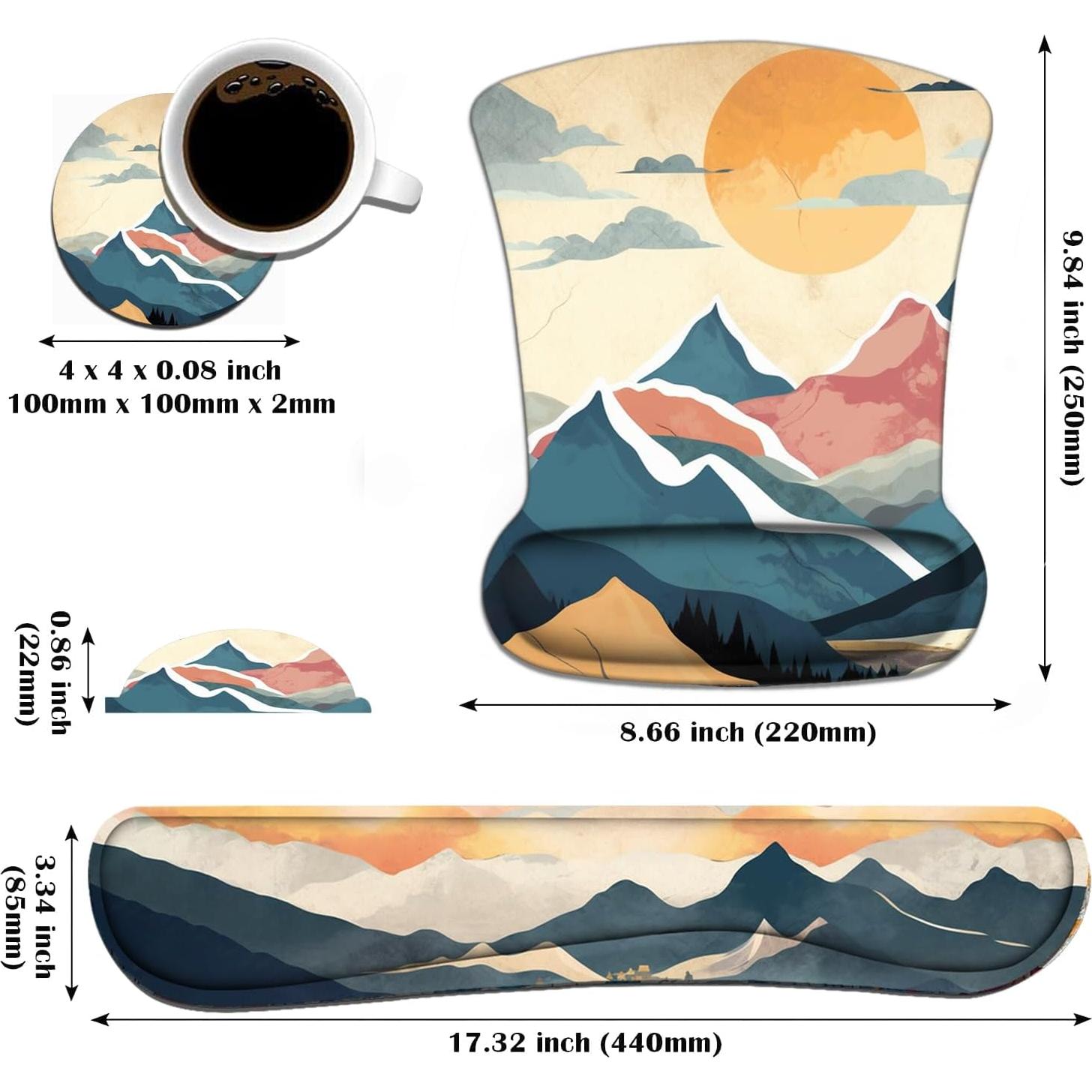 Juego de Reposamuñecas Ergonomico WEUIUJKILO - Amanecer en la Montaña
