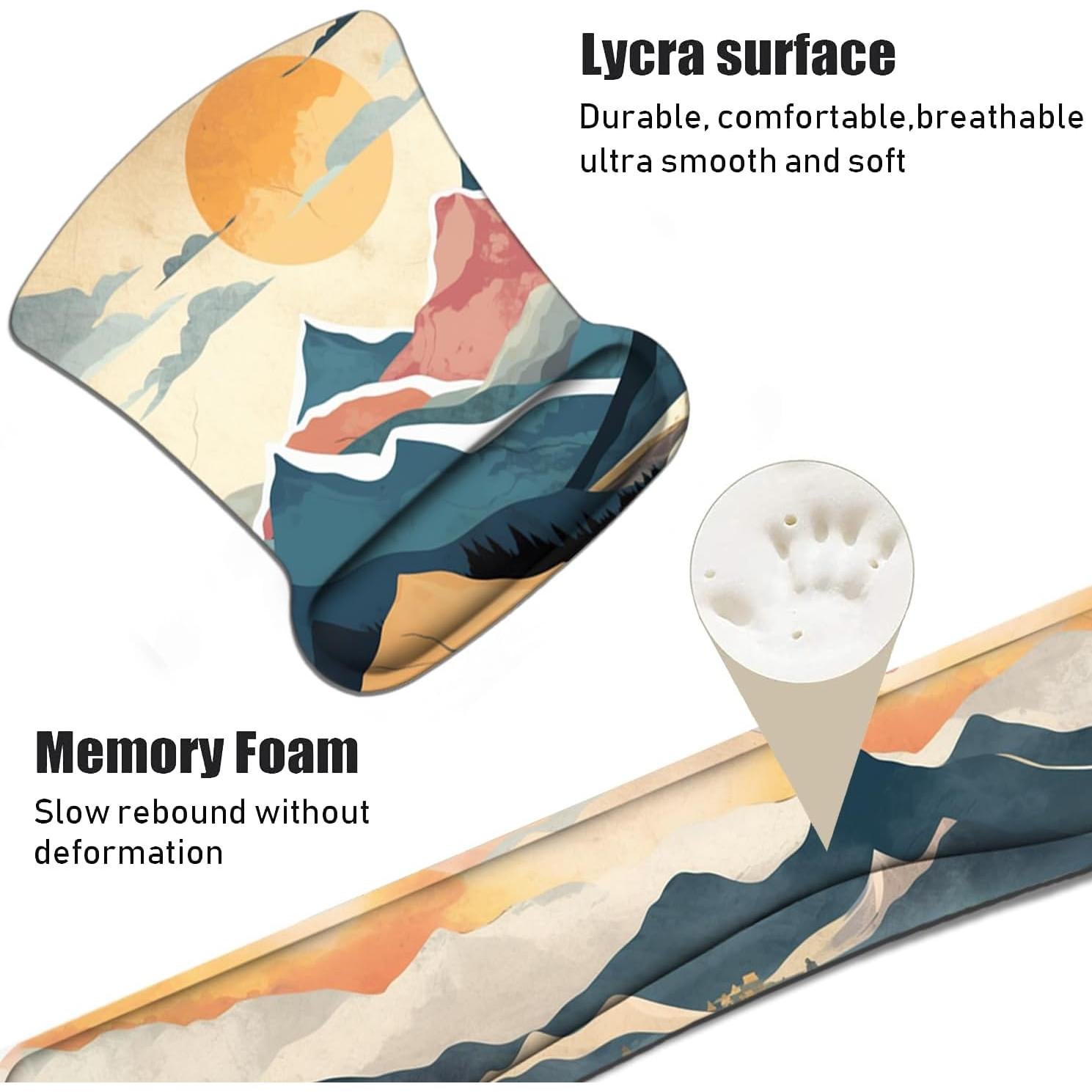 Juego de Reposamuñecas Ergonomico WEUIUJKILO - Amanecer en la Montaña