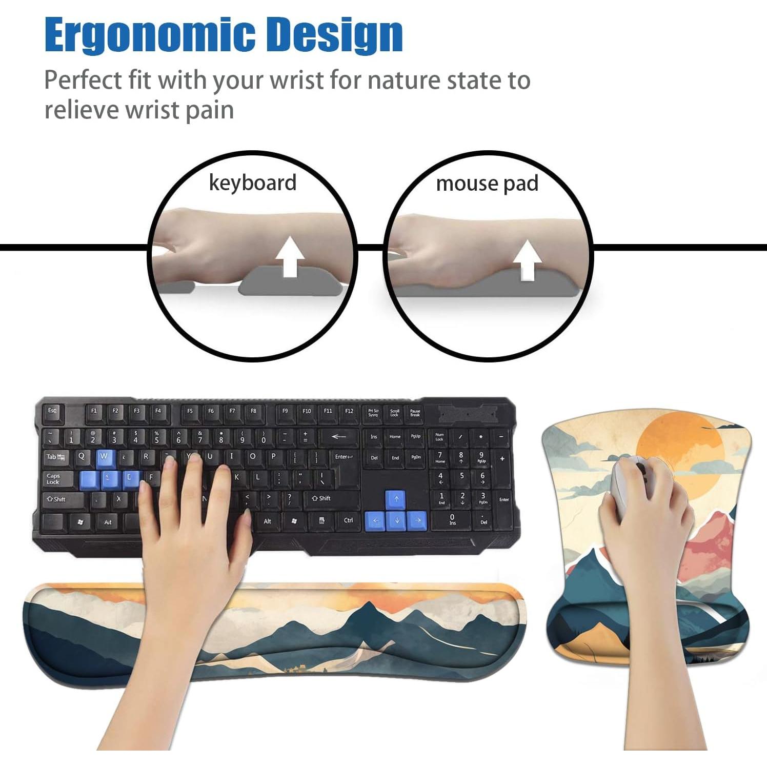 Juego de Reposamuñecas Ergonomico WEUIUJKILO - Amanecer en la Montaña