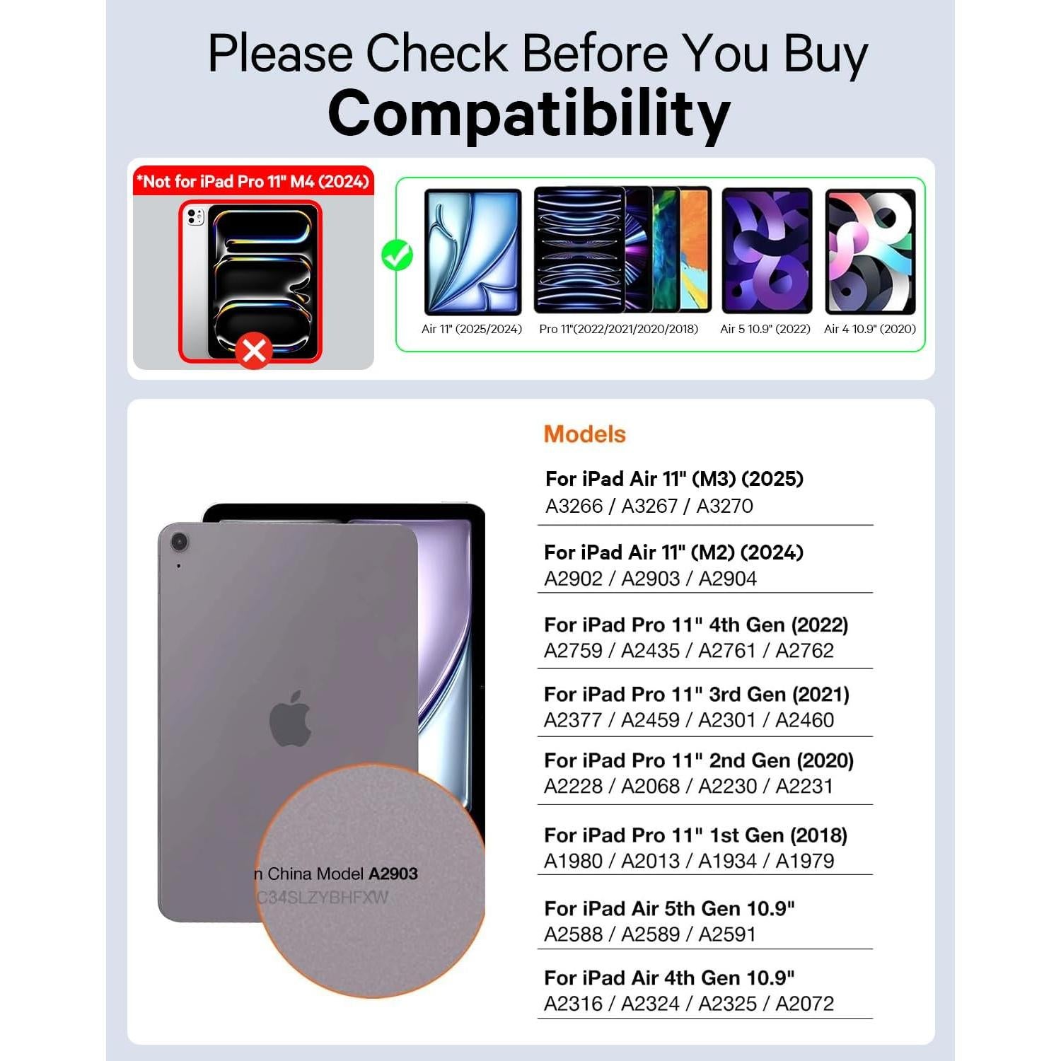 Funda Teclado CHESONA para iPad Pro 11 y Air 5/4, Negro