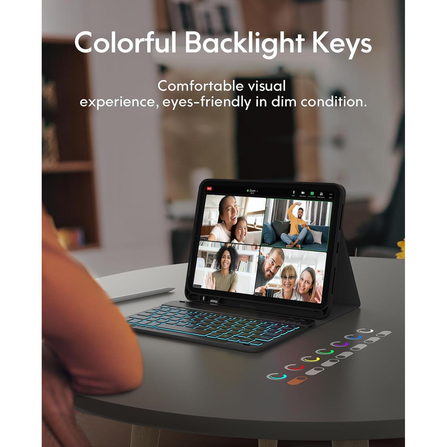 Funda Teclado CHESONA para iPad Pro 11 y Air 5/4, Negro