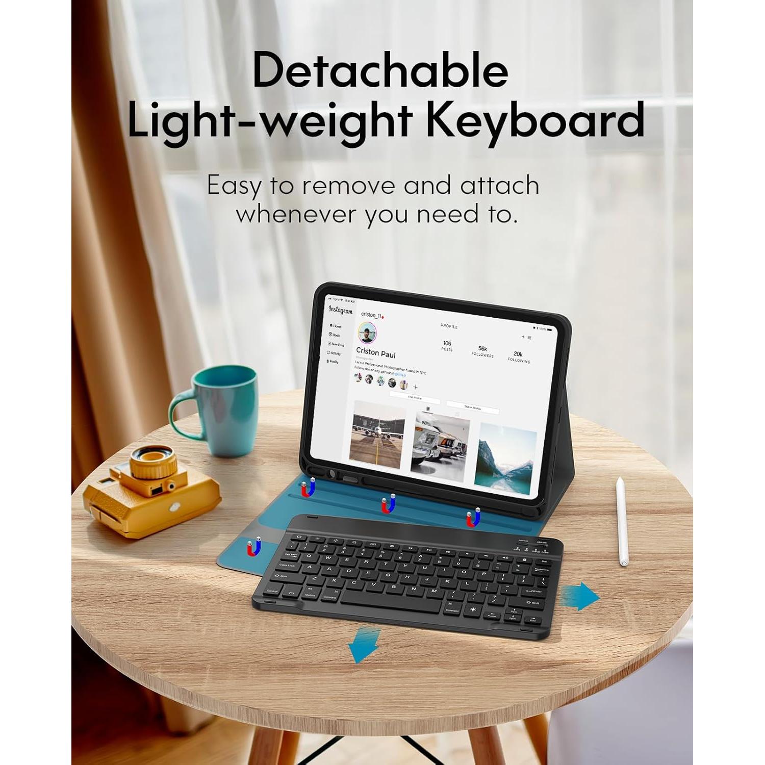 Funda Teclado CHESONA para iPad Pro 11 y Air 5/4, Negro