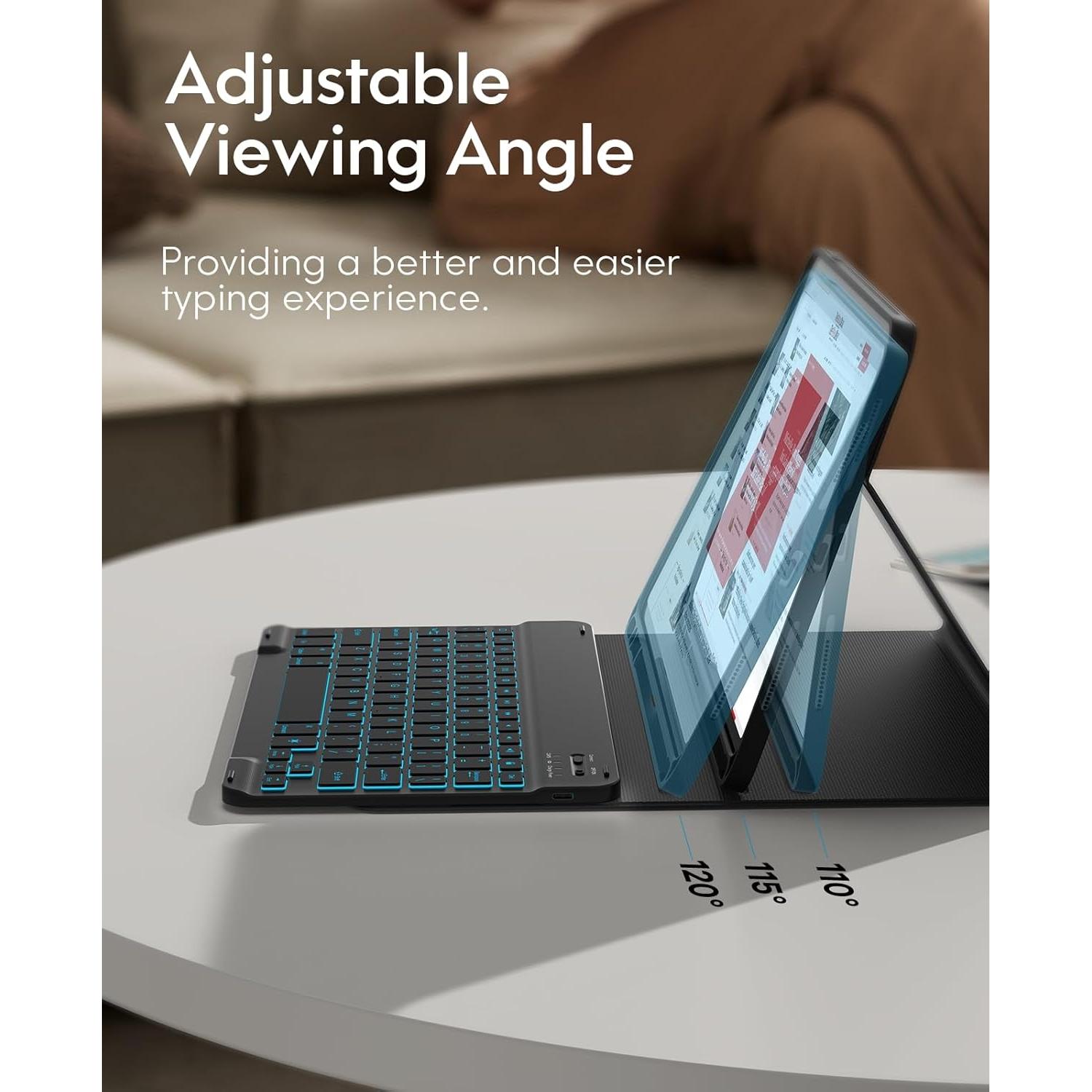 Funda Teclado CHESONA para iPad Pro 11 y Air 5/4, Negro