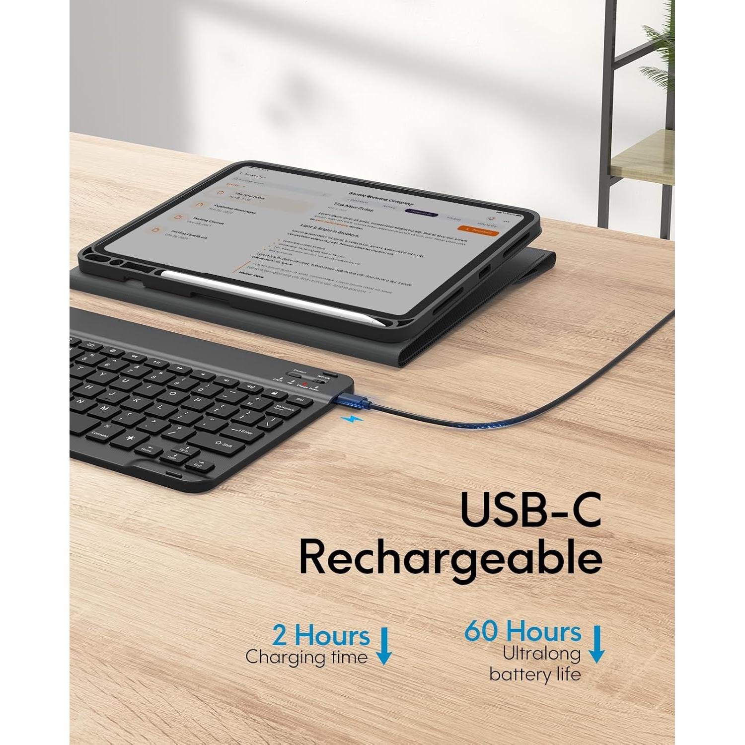 Funda Teclado CHESONA para iPad Pro 11 y Air 5/4, Negro