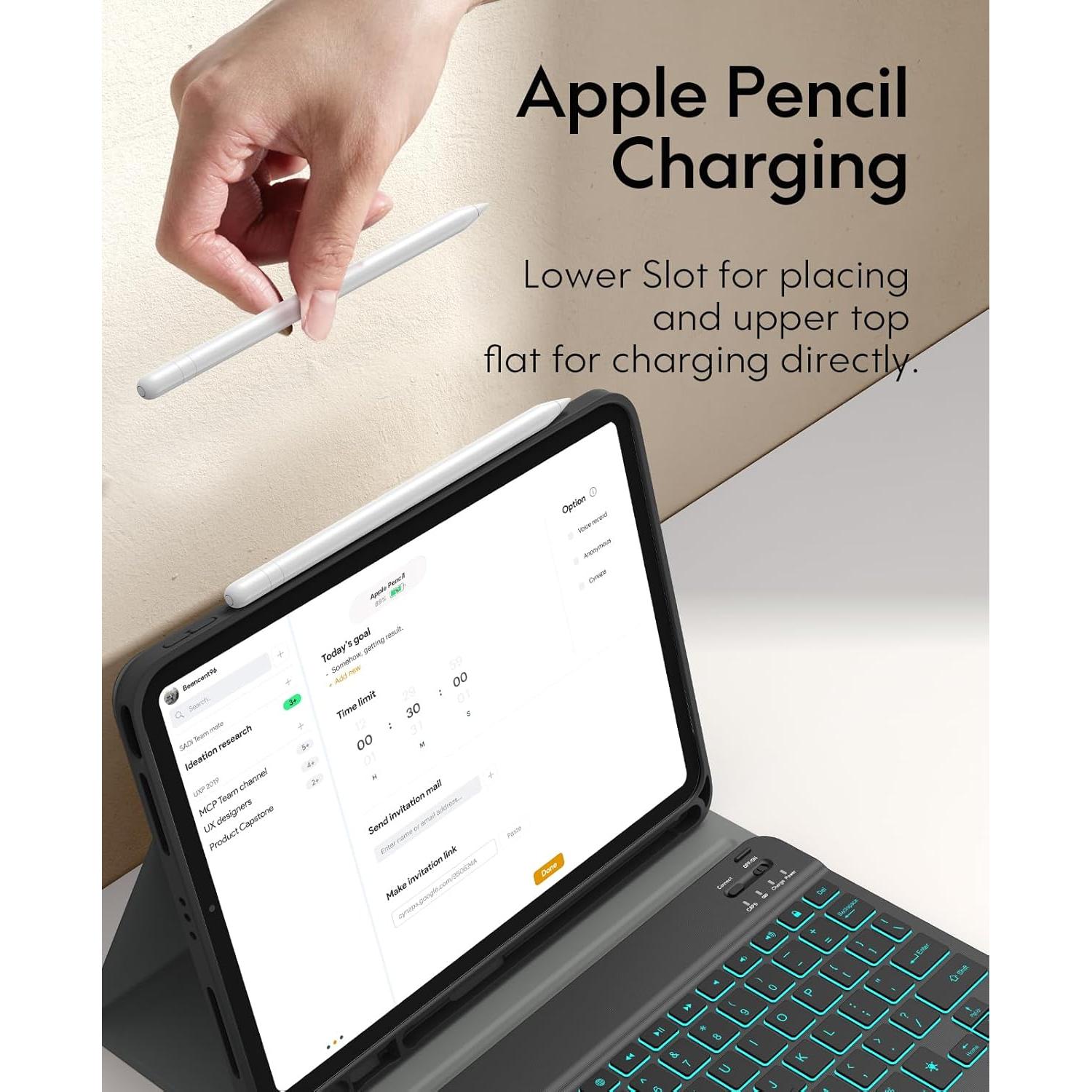 Funda Teclado CHESONA para iPad Pro 11 y Air 5/4, Negro