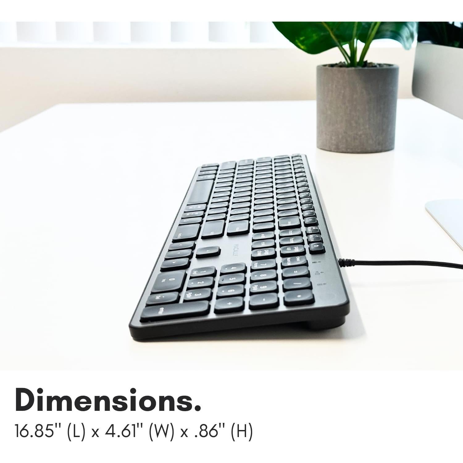 Teclado Macally USB-C con Hub 3 Puertos y Retroiluminado