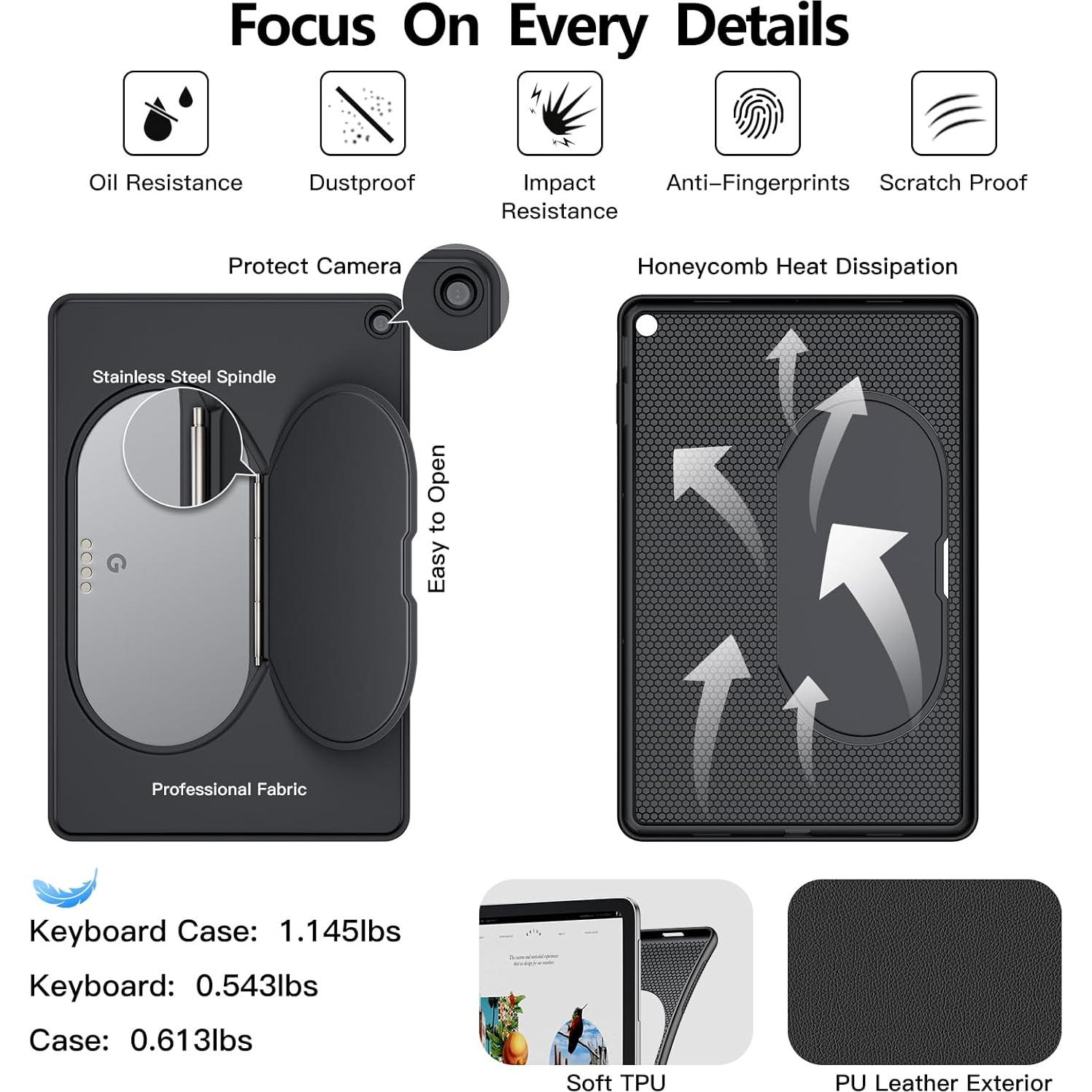 Funda con Teclado Inalámbrico JUQITECH para Google Pixel Tablet 2023