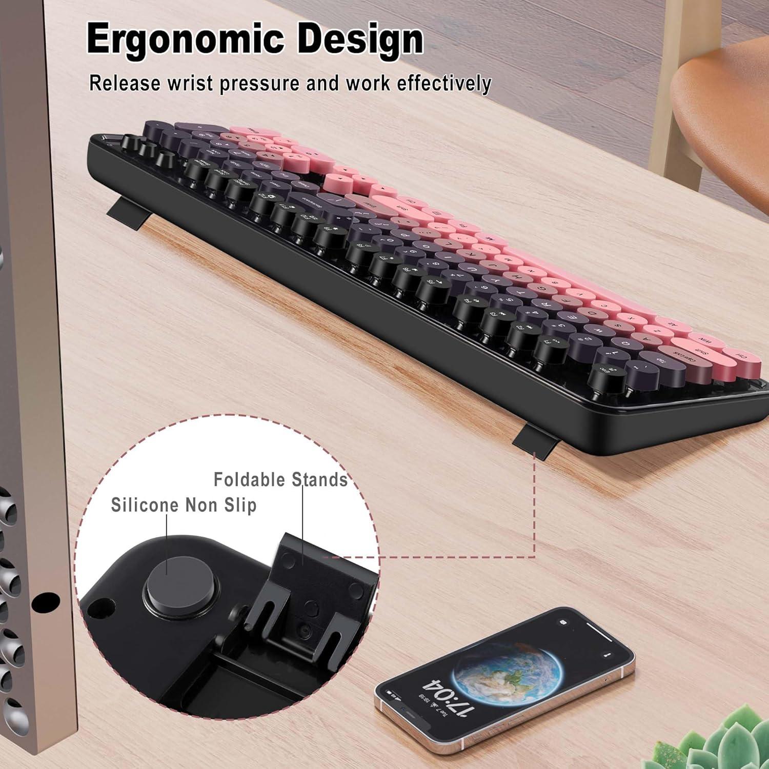 Combo Teclado y Ratón Inalámbrico Kootop Retro 104 Teclas Colorido