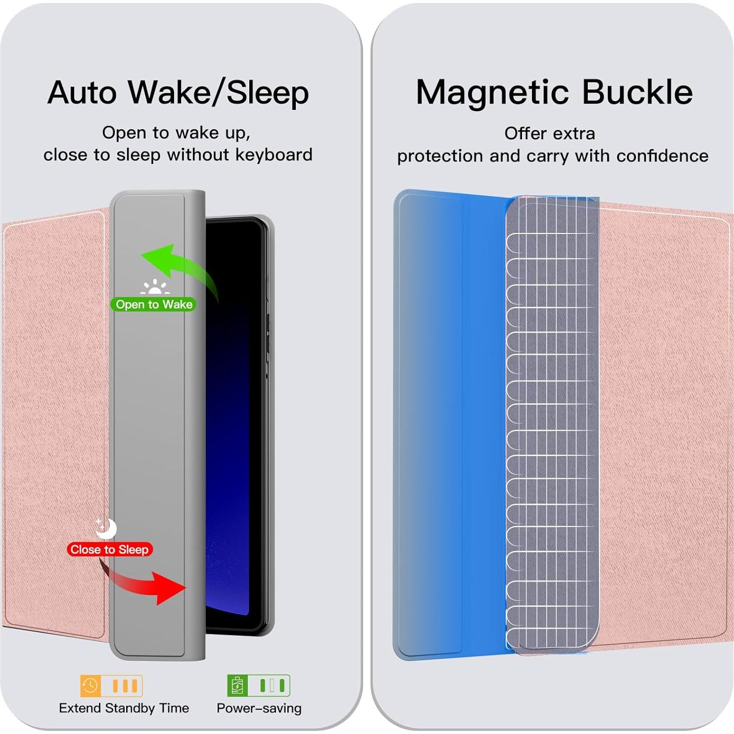 Funda Teclado Retroiluminado JUQITECH para Galaxy Tab S6 Lite 10.4 Rosa