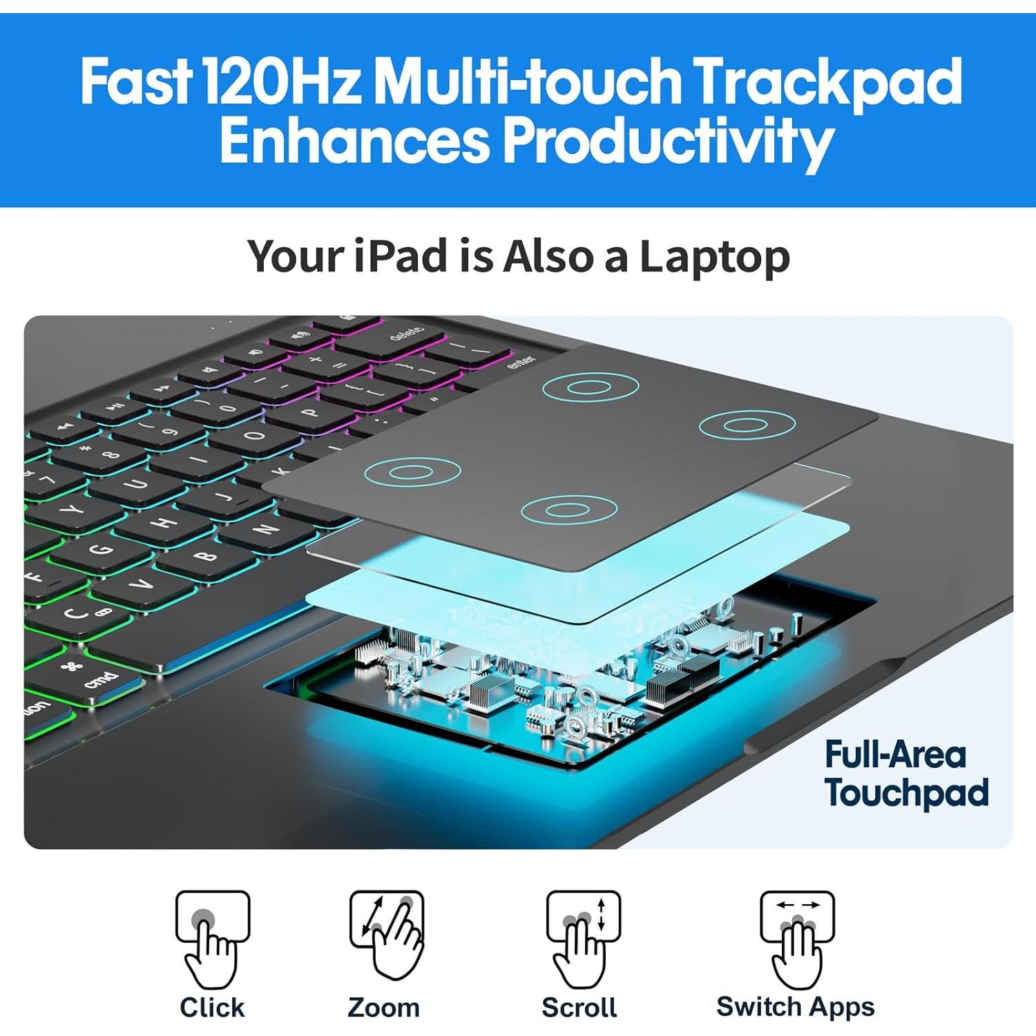 Funda Teclado BABG para iPad Pro 12.9" y Air 13" - Retroiluminada