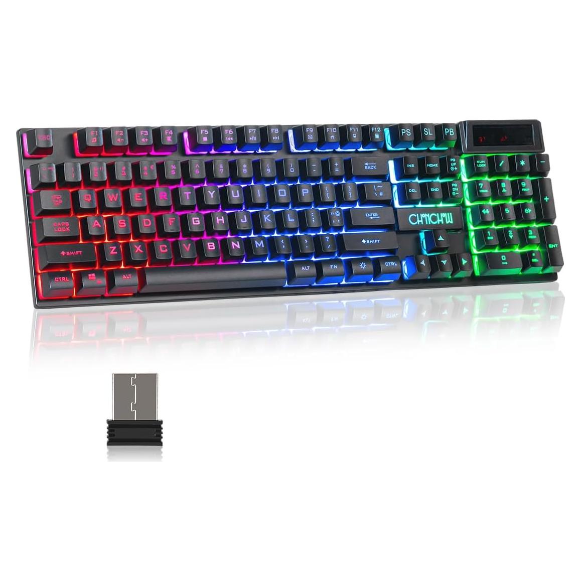 Teclado Inalámbrico CHONCHOW G221e Recargable 104 Teclas LED
