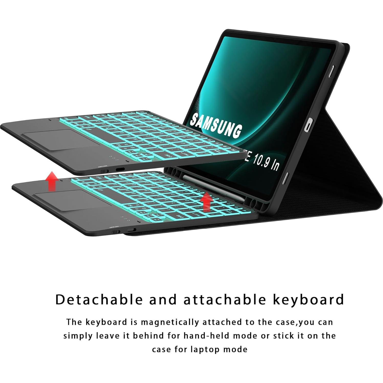 Funda de Teclado Retroiluminado DOMEUN para Samsung Tab S10 Lite/S9 FE