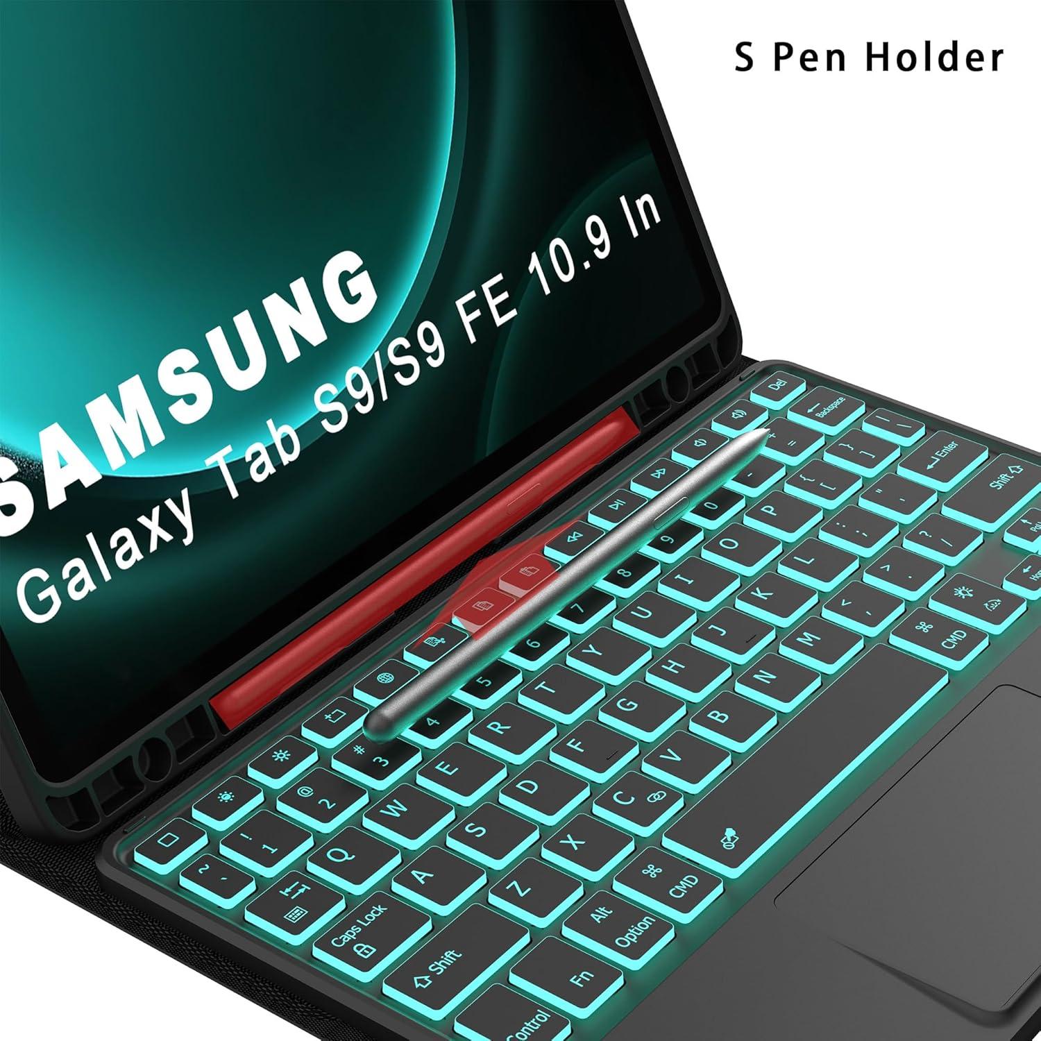 Funda de Teclado Retroiluminado DOMEUN para Samsung Tab S10 Lite/S9 FE