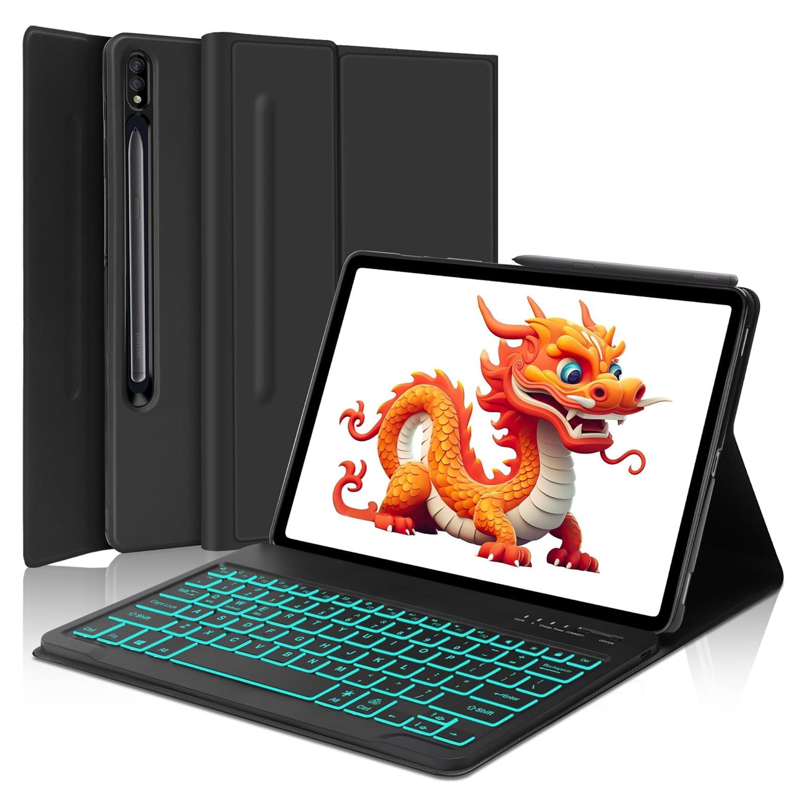 Funda con Teclado Bluetooth para Galaxy Tab S9 FE+ 12.4" - Negro