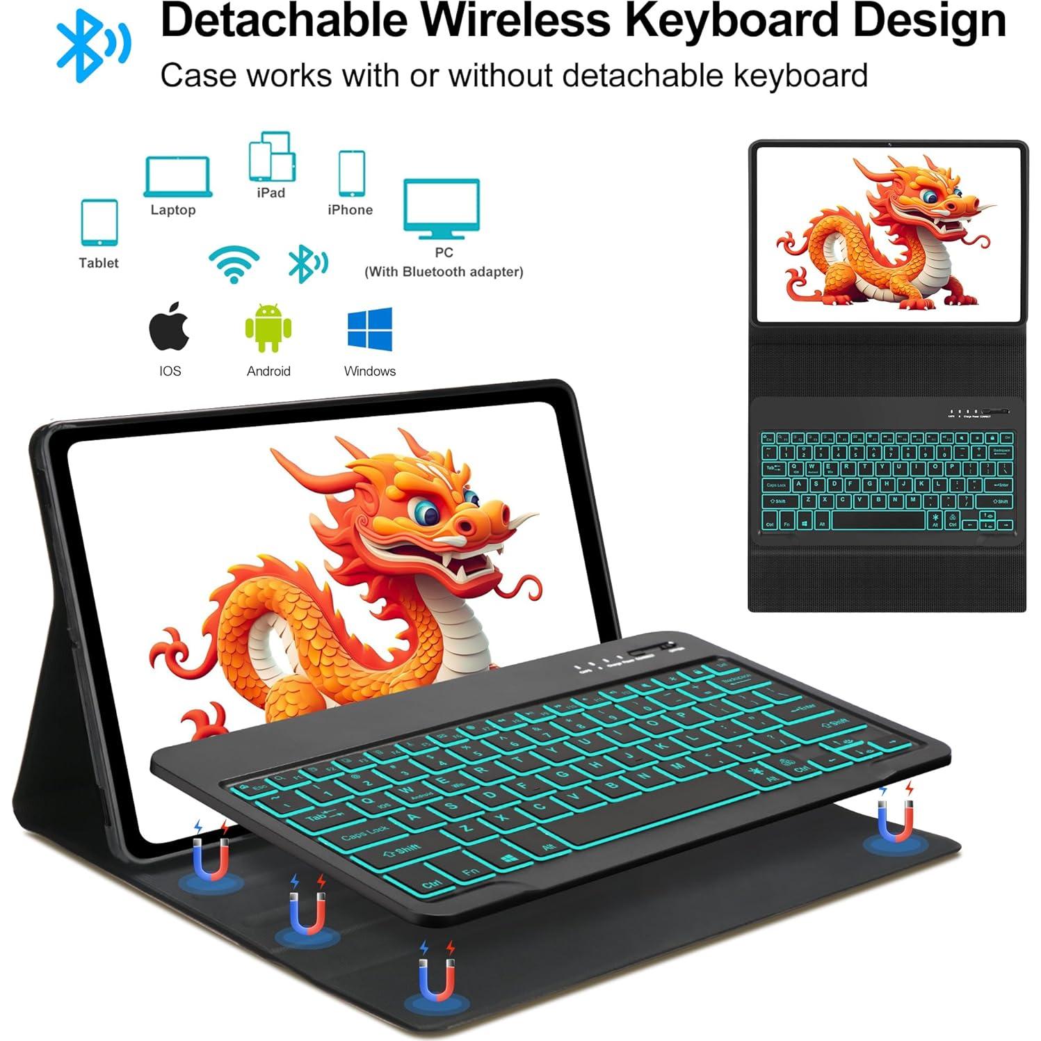 Funda con Teclado Bluetooth para Galaxy Tab S9 FE+ 12.4" - Negro