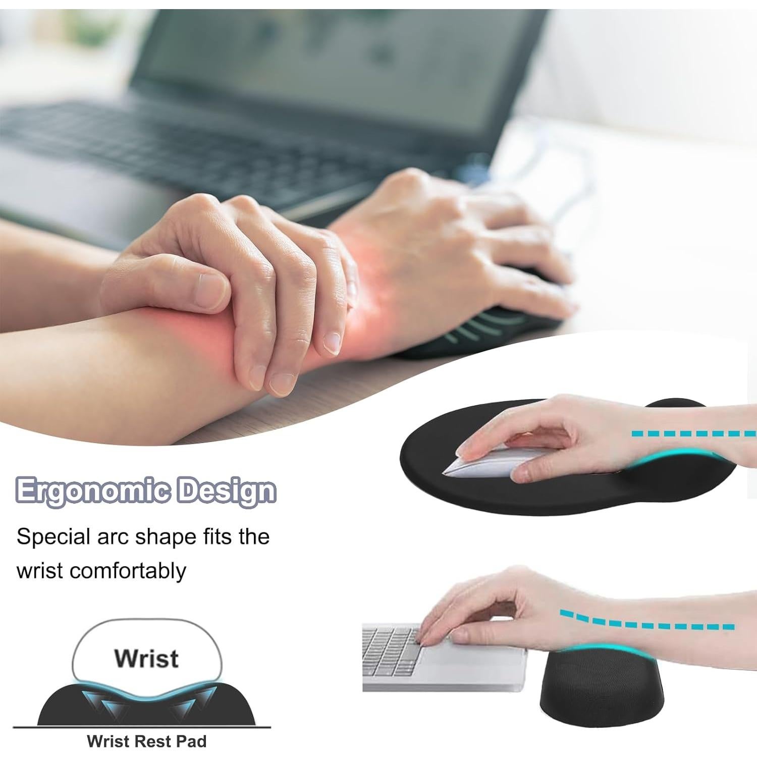 Alfombrilla de Ratón Ergonómica Lvtree con Reposamuñecas Negro