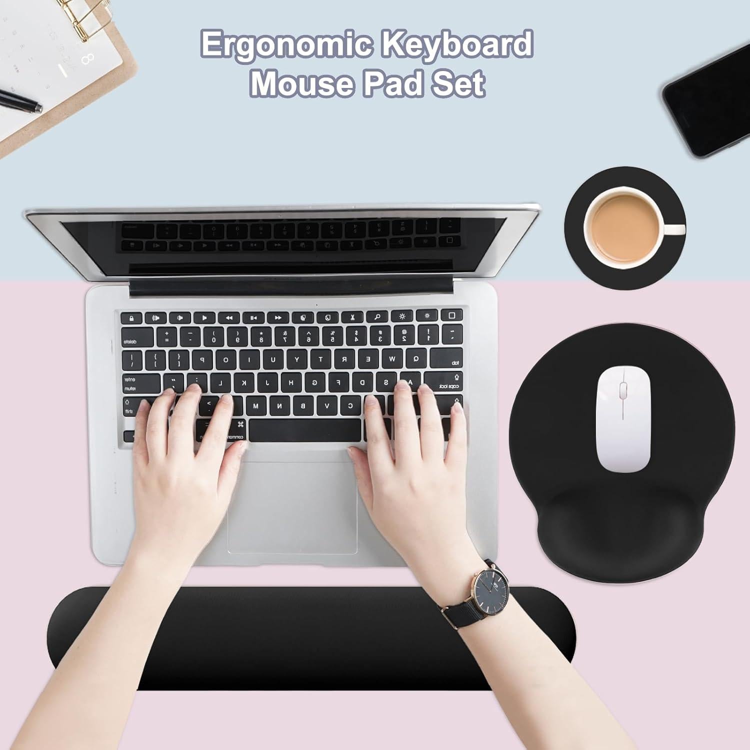 Alfombrilla de Ratón Ergonómica Lvtree con Reposamuñecas Negro