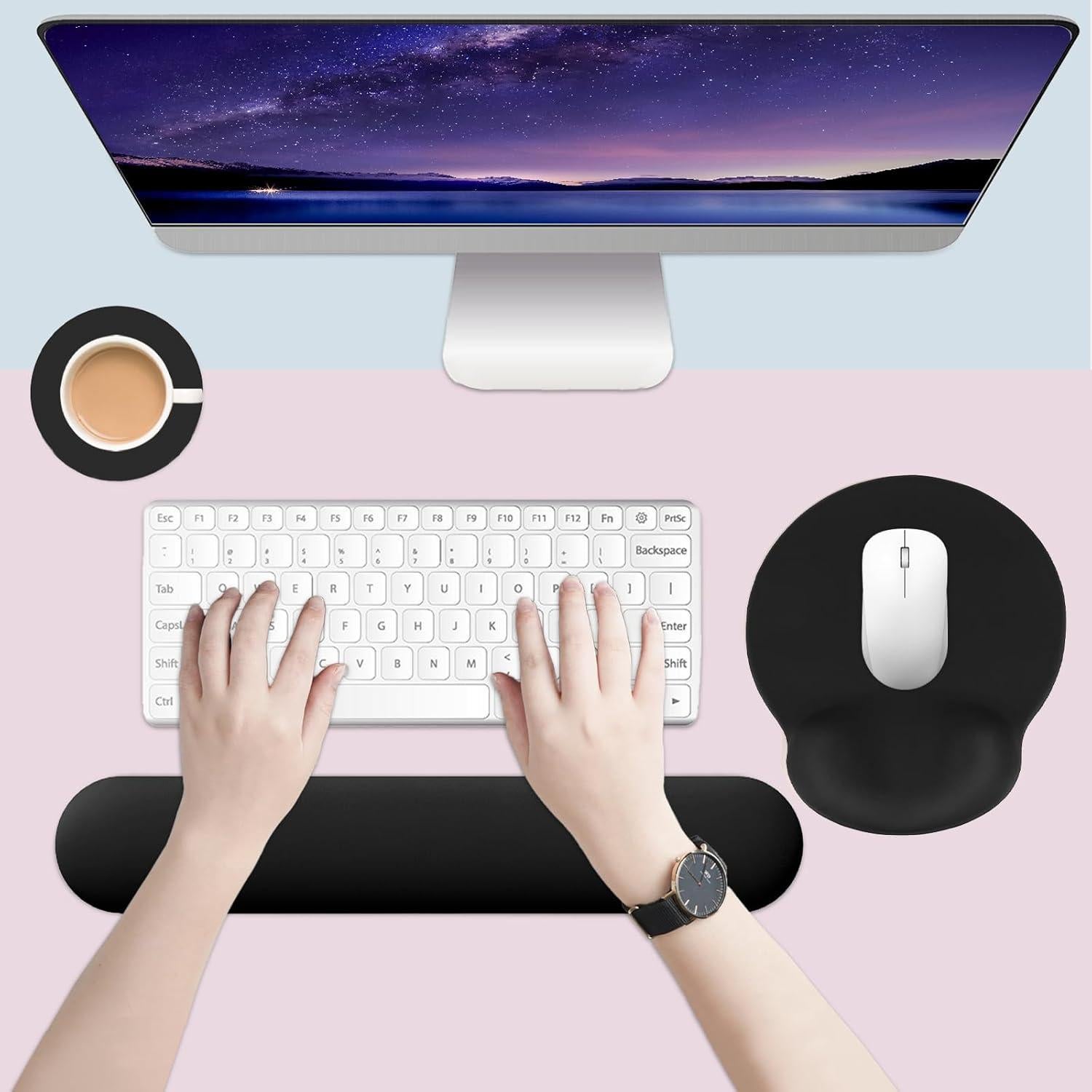 Alfombrilla de Ratón Ergonómica Lvtree con Reposamuñecas Negro