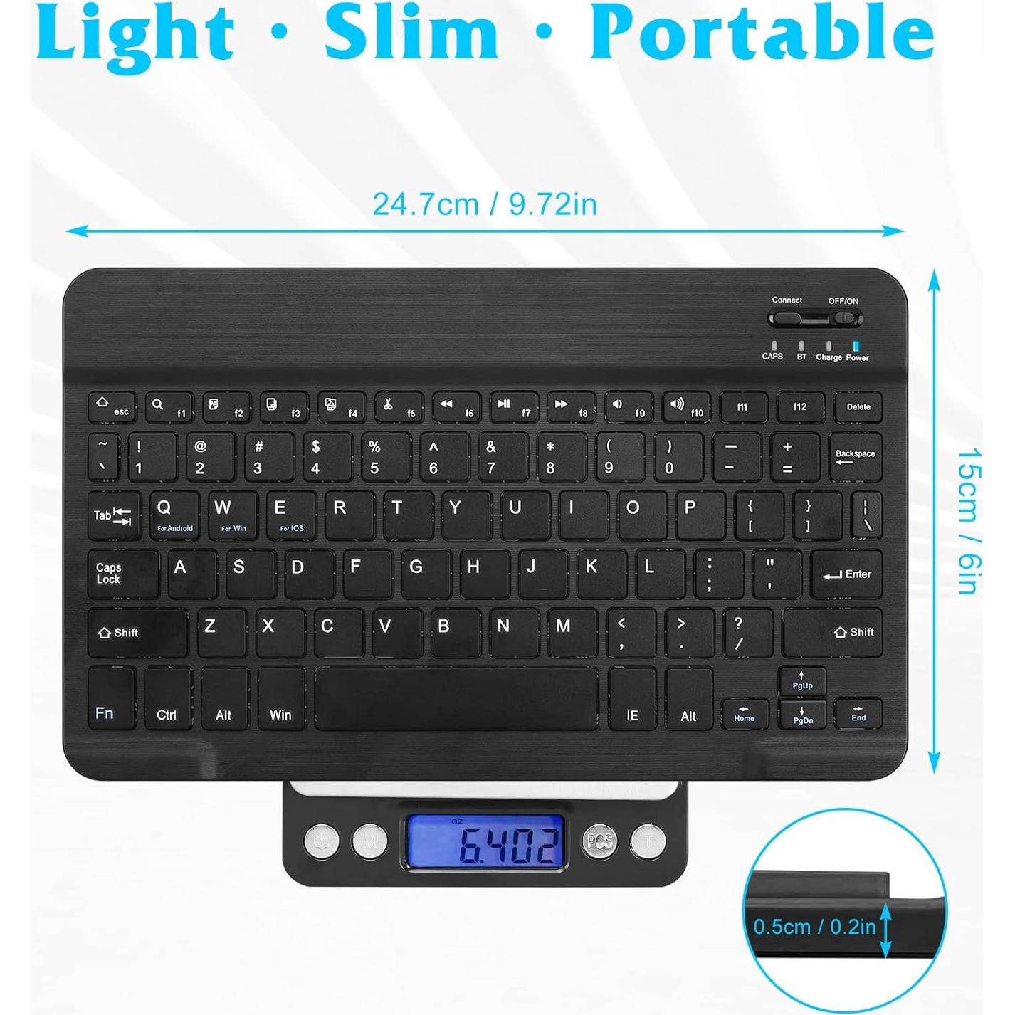 Rechargeable Bluetooth Keyboard and Mouse Combo Ultra Slim Full-Size Keyboard and Ergonomic Mouse for Honor Play 20 and All Bluetooth Enabled Mac/Tablet/iPad/PC/Laptop - Onyx Black