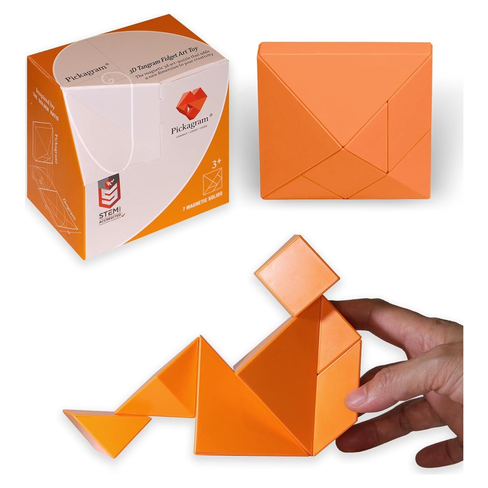 Pickagram Tangram Magnético 3D Naranja para Niños y Adultos