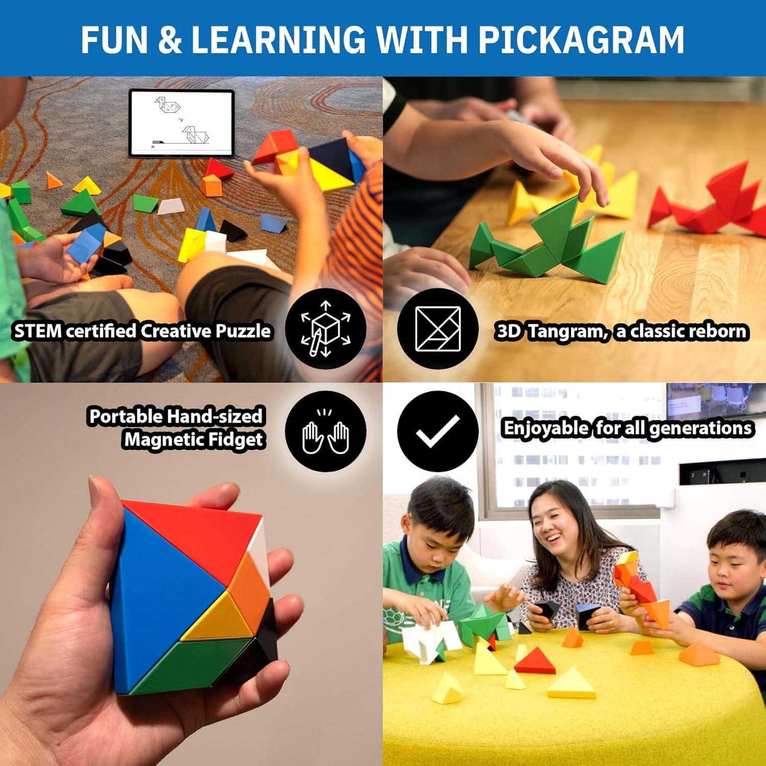 Pickagram Tangram Magnético 3D Naranja para Niños y Adultos