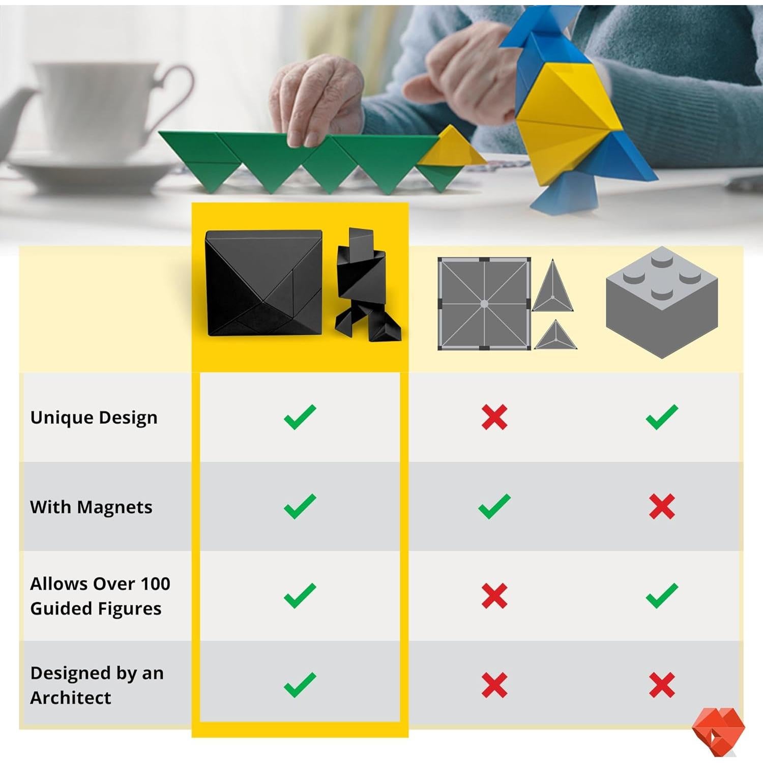 Pickagram Tangram Magnético 3D Naranja para Niños y Adultos