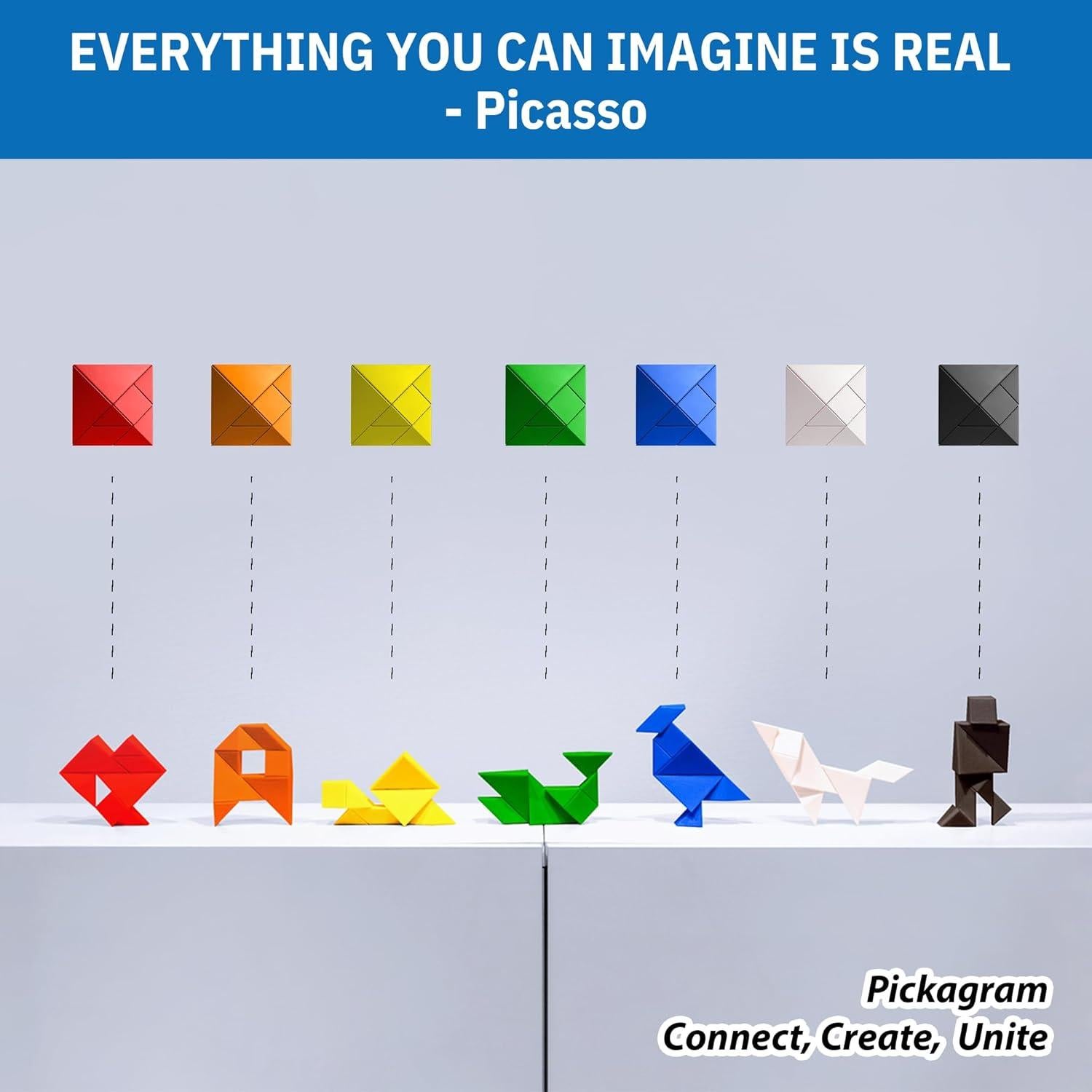 Pickagram Tangram Magnético 3D Naranja para Niños y Adultos