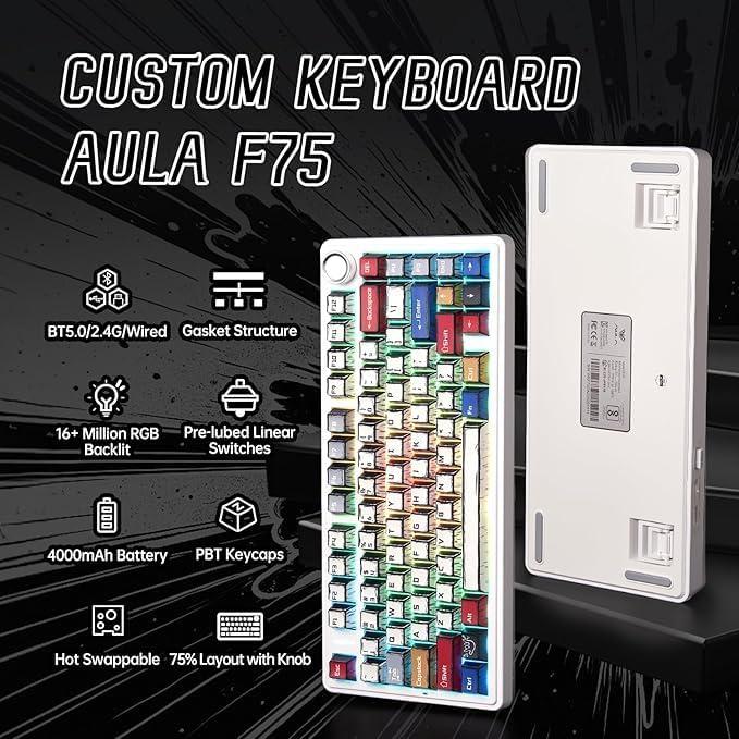 Teclado Mecánico Inalámbrico AULA F75 RGB 81 Teclas