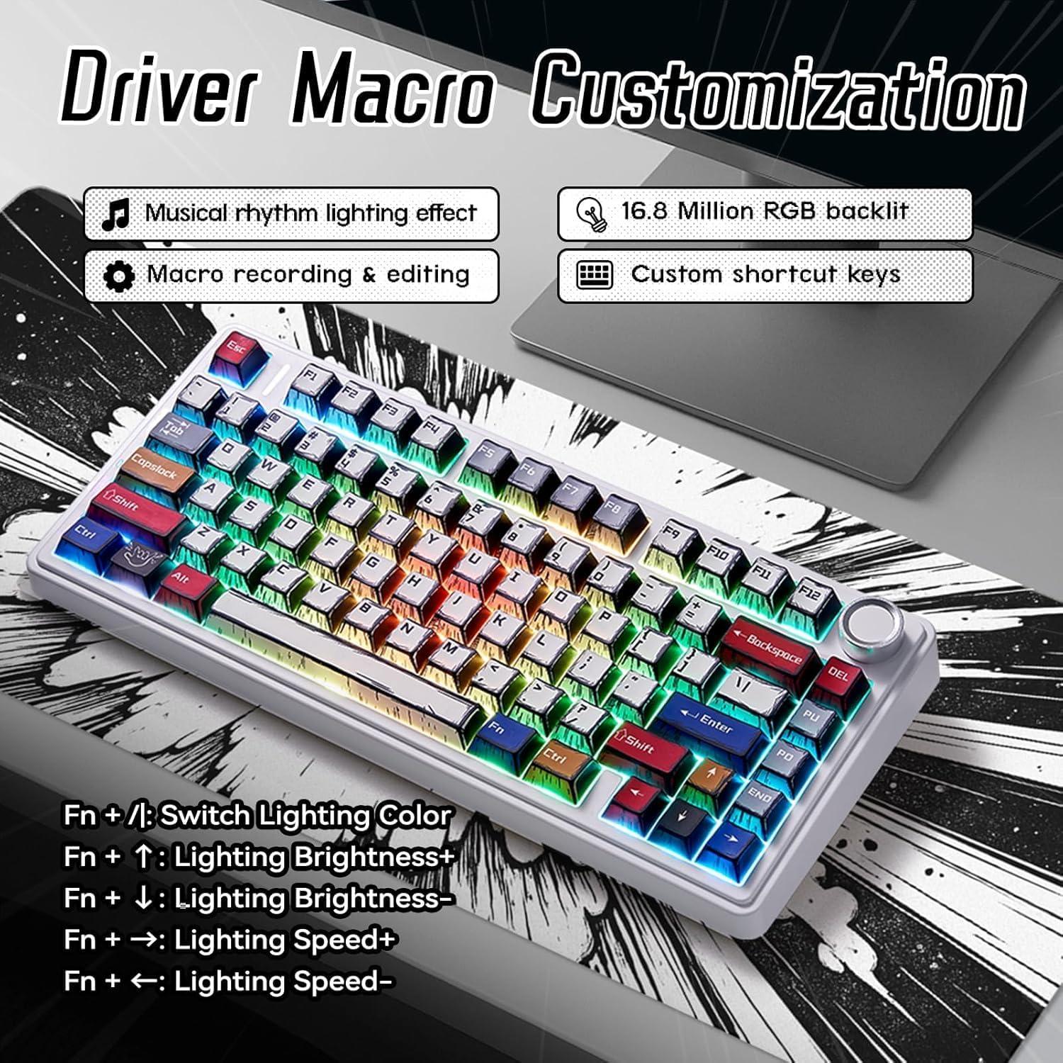 Teclado Mecánico Inalámbrico AULA F75 RGB 81 Teclas