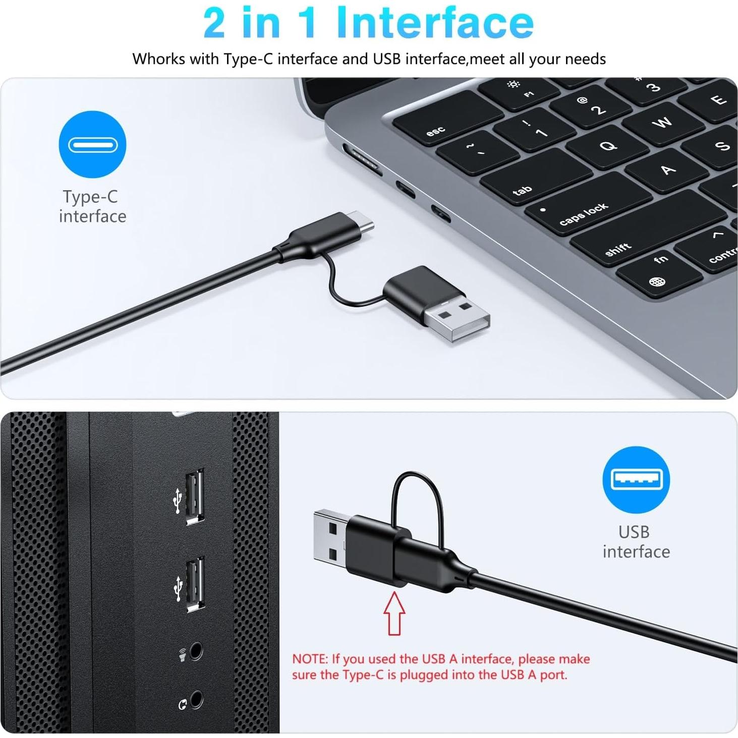 Teclado OMOTON Grande con Cable Type-C y USB, Retroiluminado