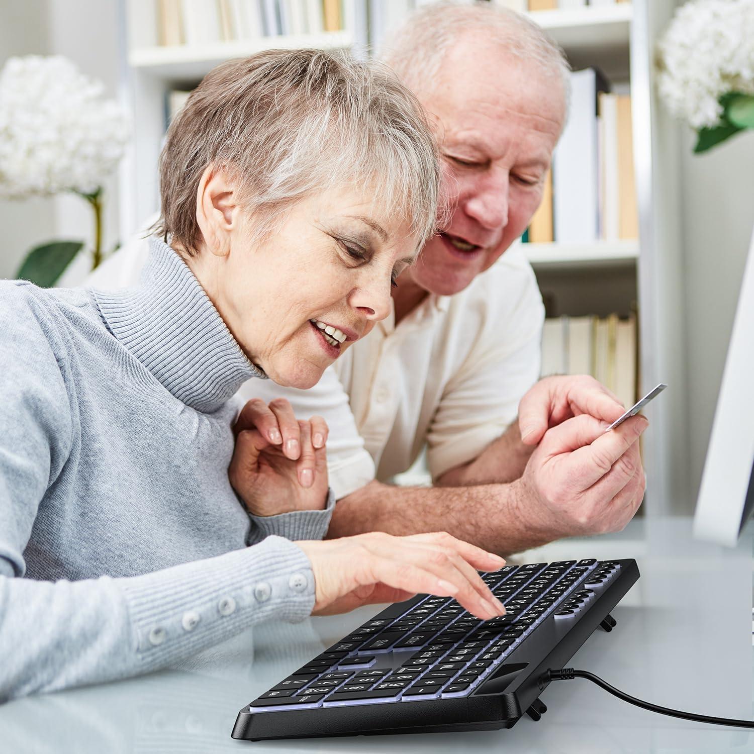 Teclado OMOTON Grande con Cable Type-C y USB, Retroiluminado