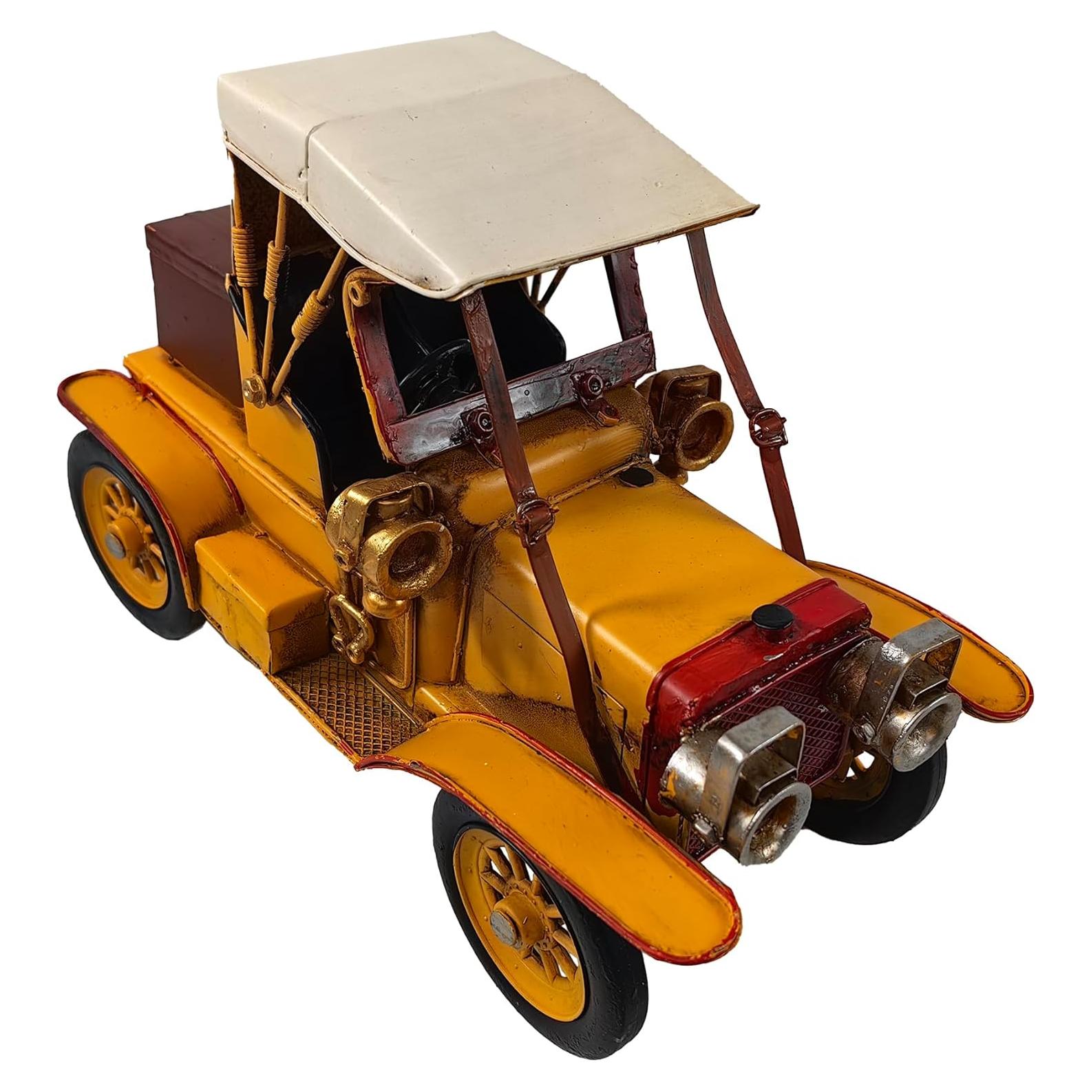 Adorno Navideño Coche Clásico Rojo Metal 27.9cm Jinyi