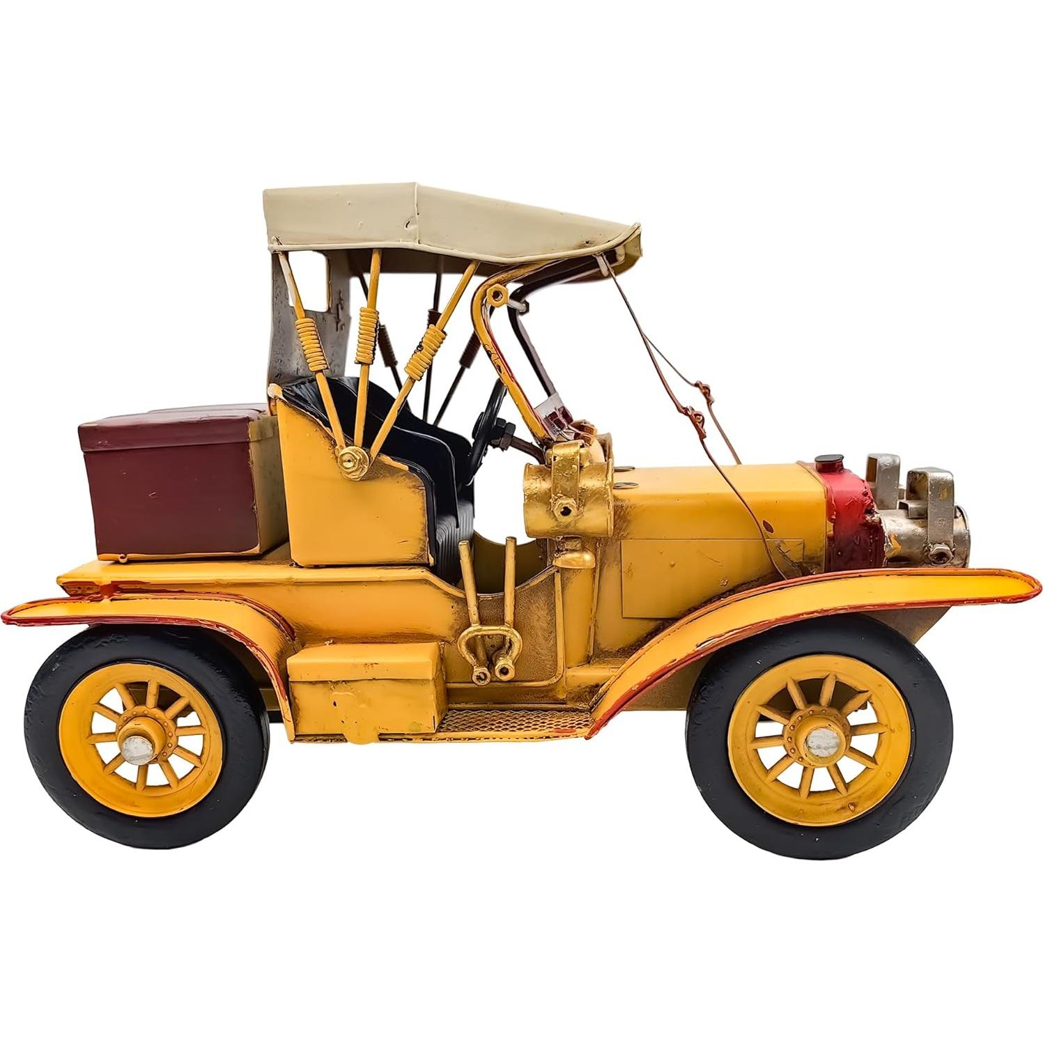 Adorno Navideño Coche Clásico Rojo Metal 27.9cm Jinyi