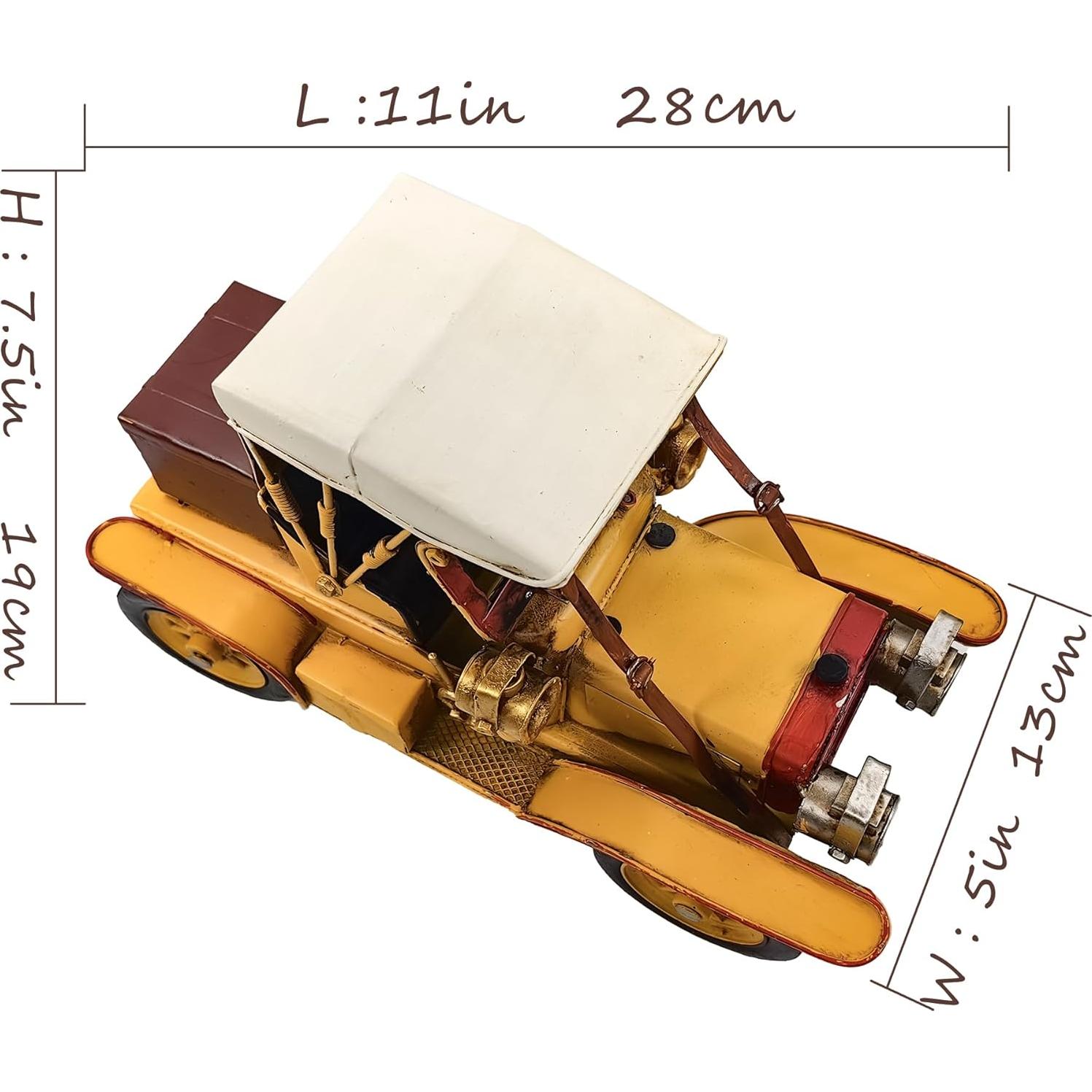 Adorno Navideño Coche Clásico Rojo Metal 27.9cm Jinyi