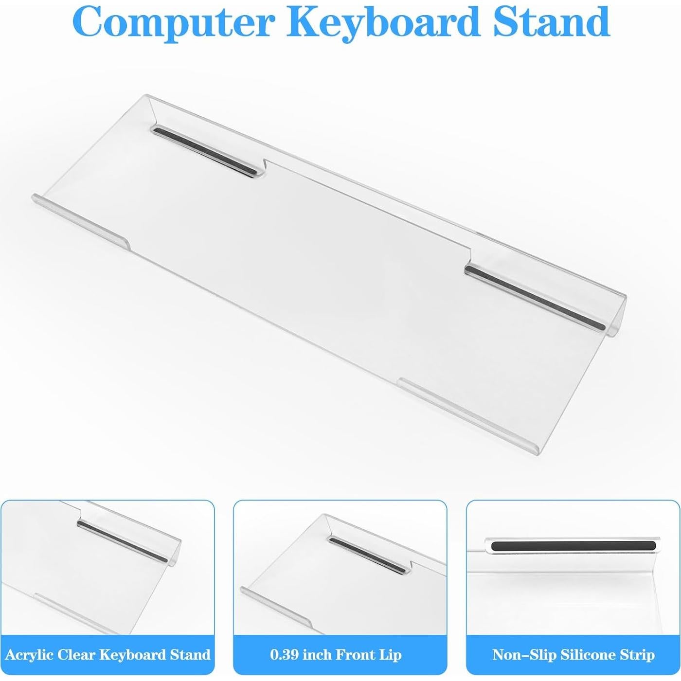 Soporte de teclado acrílico KEPUTAIER con reposamuñecas de gel 3 en 1