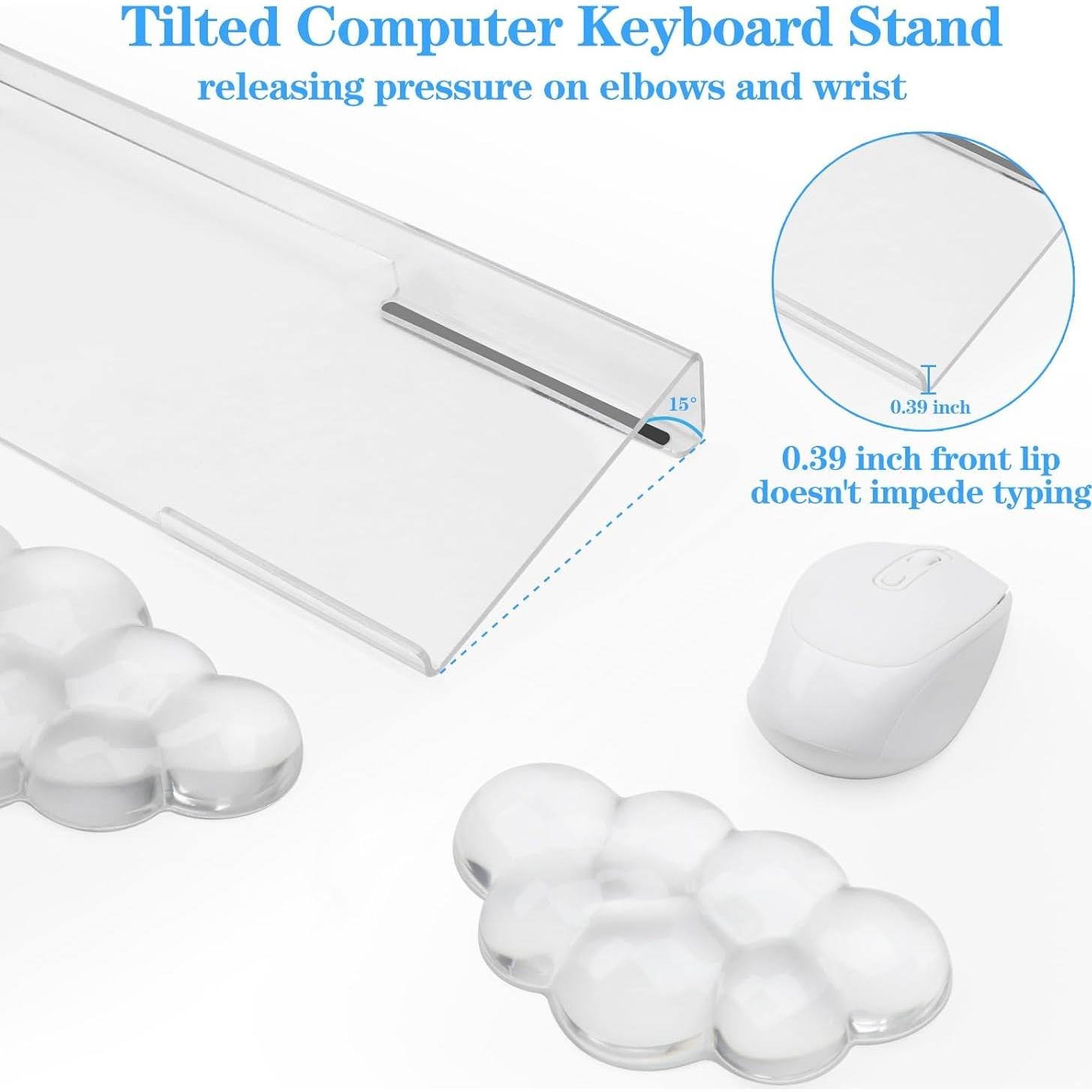 Soporte de teclado acrílico KEPUTAIER con reposamuñecas de gel 3 en 1