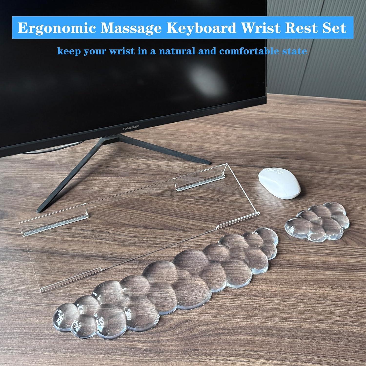 Soporte de teclado acrílico KEPUTAIER con reposamuñecas de gel 3 en 1