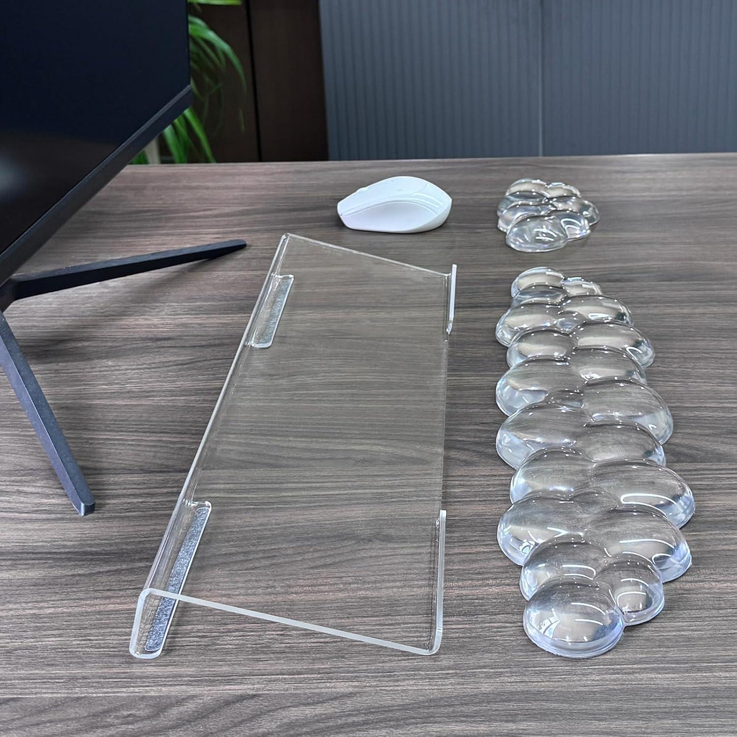 Soporte de teclado acrílico KEPUTAIER con reposamuñecas de gel 3 en 1