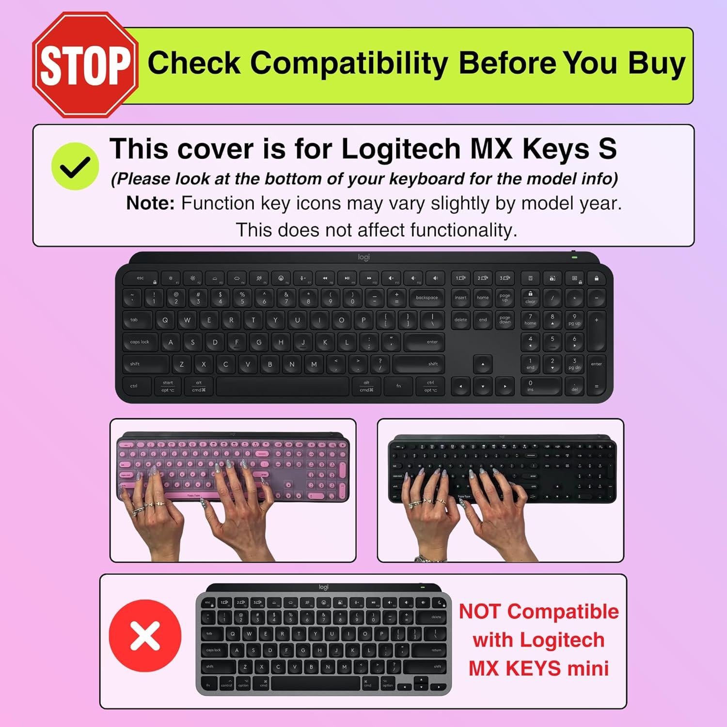 Cubierta de Teclado Silicona Tippy Type para Logitech MX Keys S