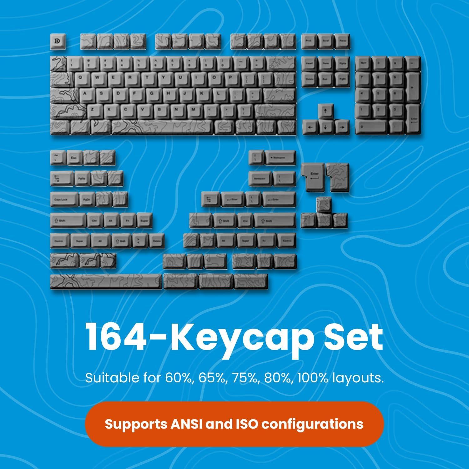 Juego de Teclas Mecánicas Deskr Topo Canyon PBT 164 Teclas Gris