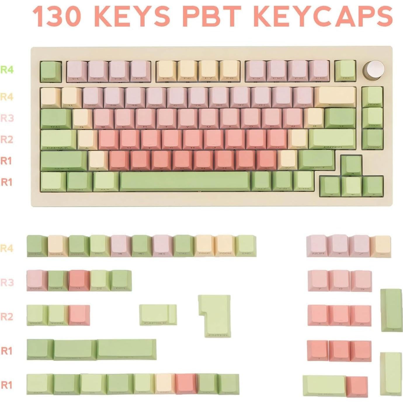 Juego de Teclas PBT 130 Claves TIMSEKER Rojo Verde Cherry