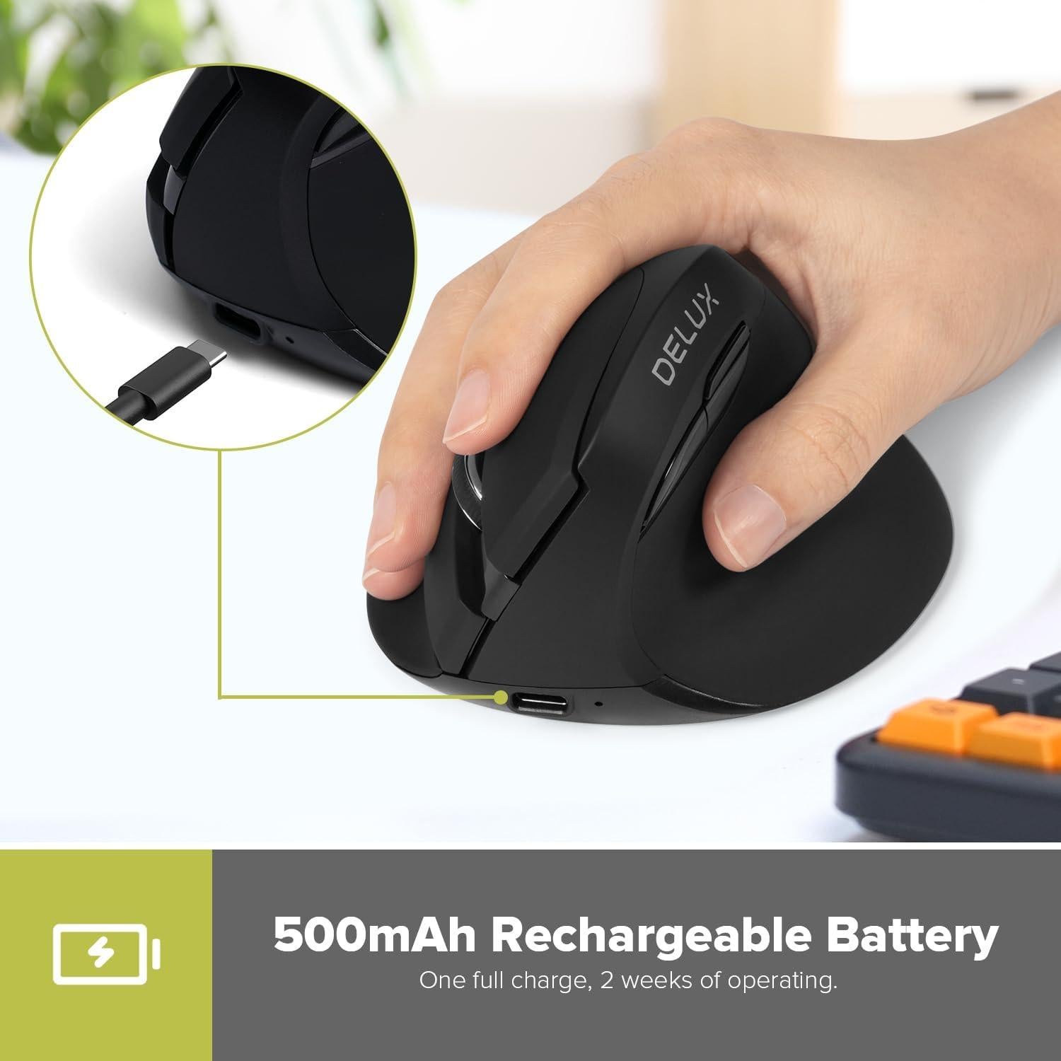 Combo Teclado Ergonómico Inalámbrico DeLUX y Ratón Vertical