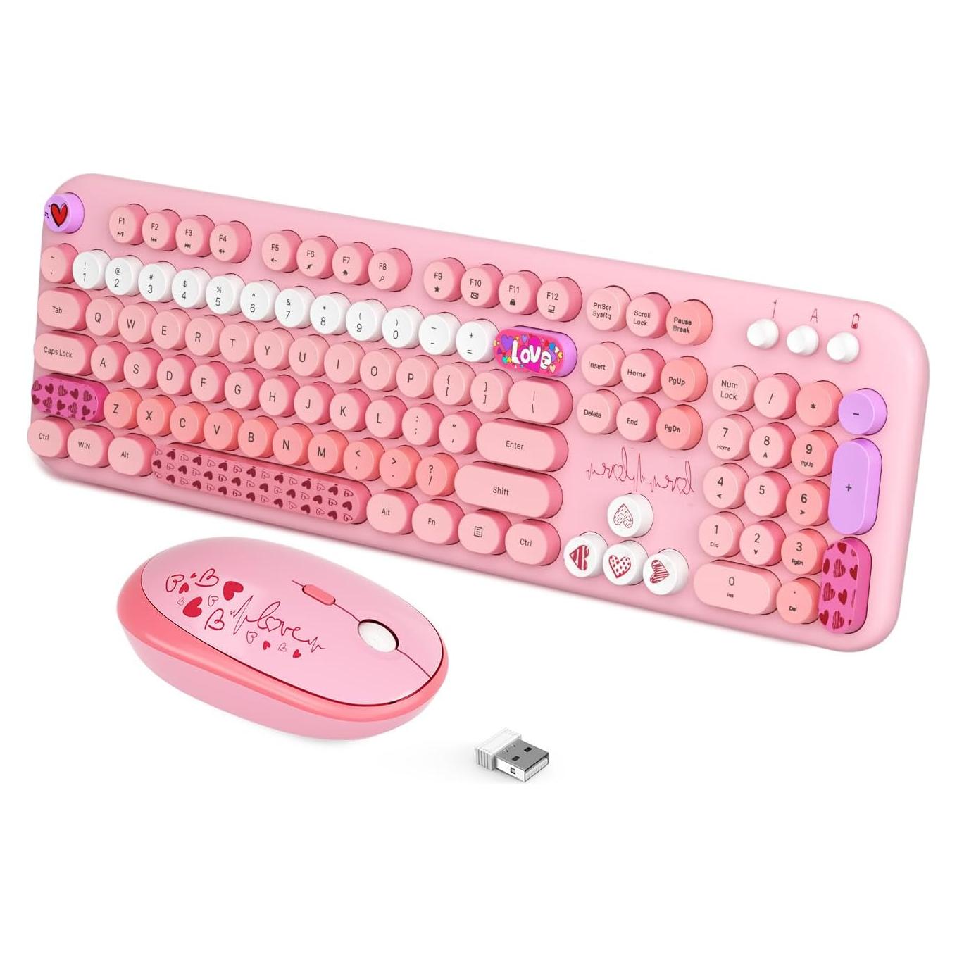 Combo Teclado y Ratón Inalámbricos LgnitionKeys Rosa 104 Teclas