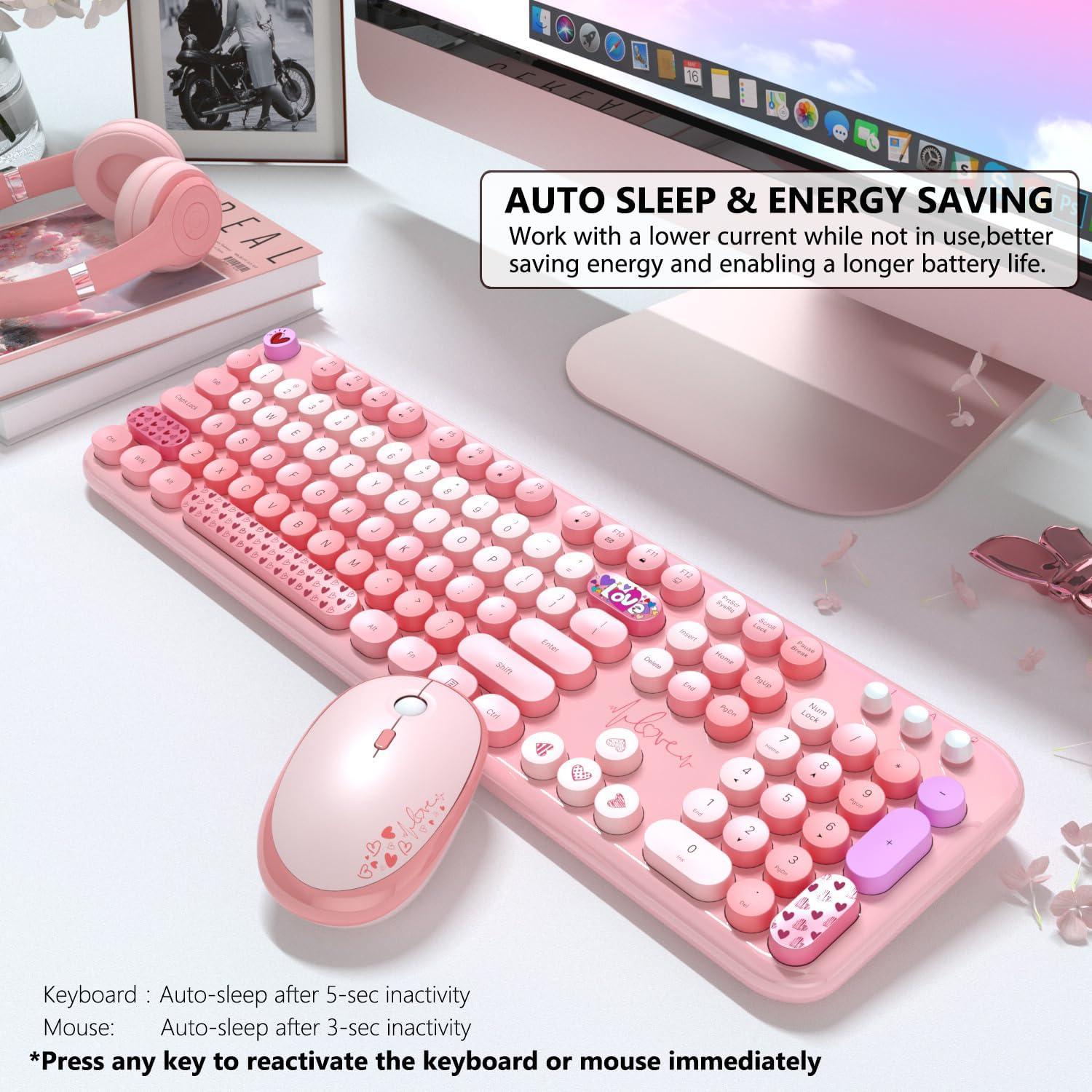 Combo Teclado y Ratón Inalámbricos LgnitionKeys Rosa 104 Teclas