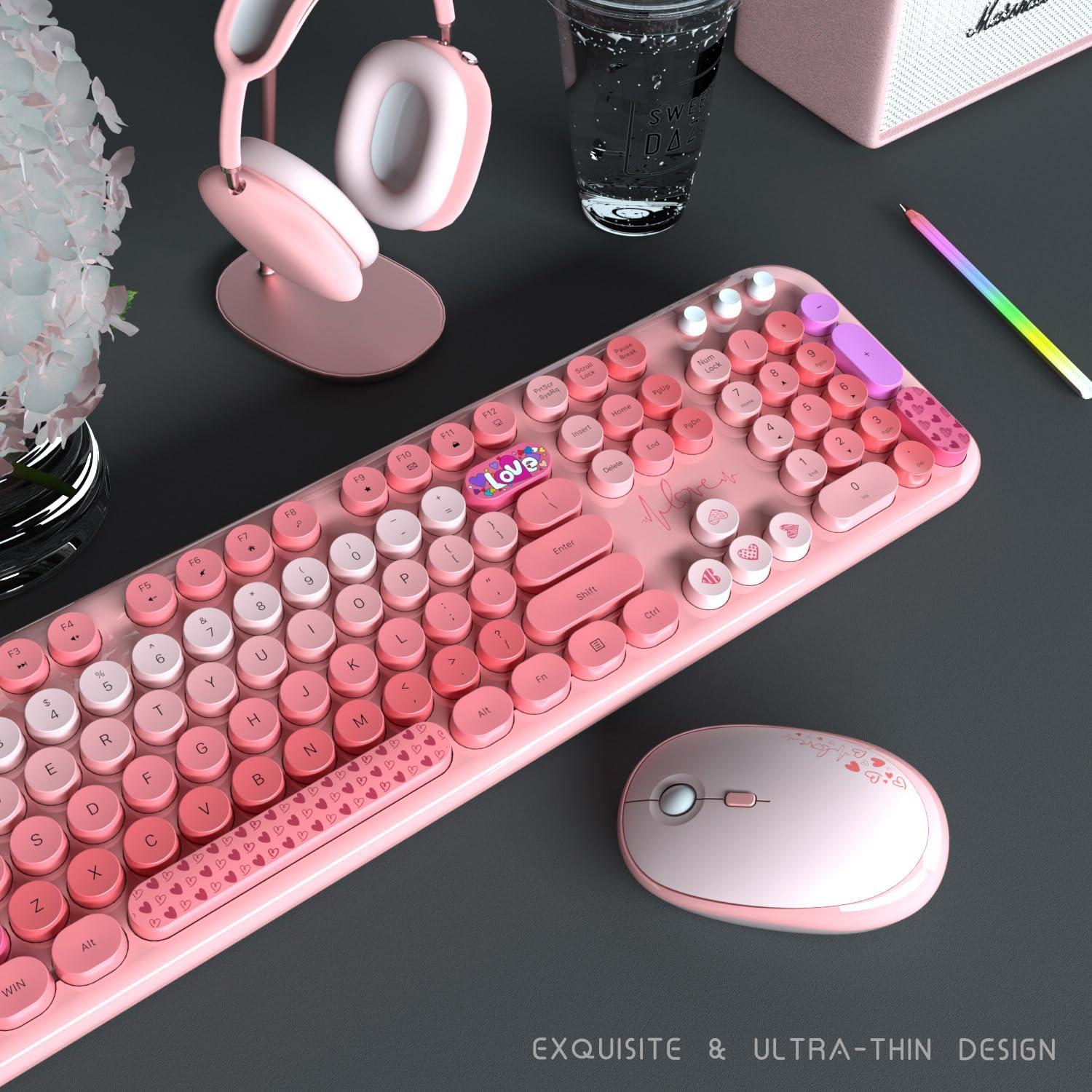 Combo Teclado y Ratón Inalámbricos LgnitionKeys Rosa 104 Teclas