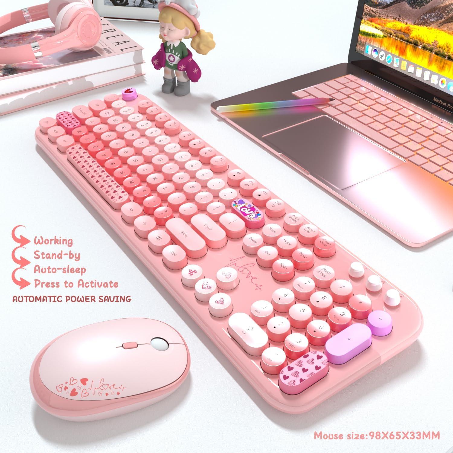 Combo Teclado y Ratón Inalámbricos LgnitionKeys Rosa 104 Teclas