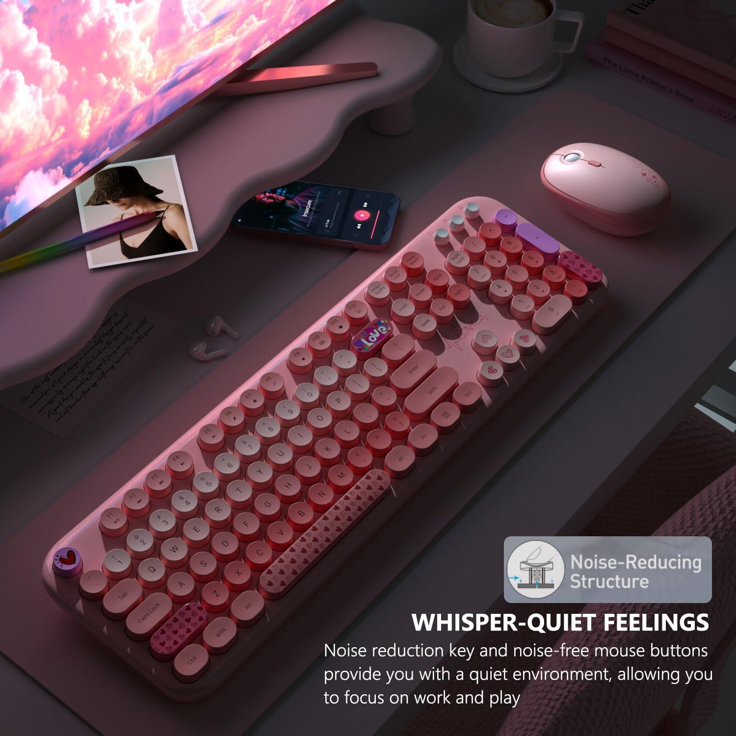 Combo Teclado y Ratón Inalámbricos LgnitionKeys Rosa 104 Teclas